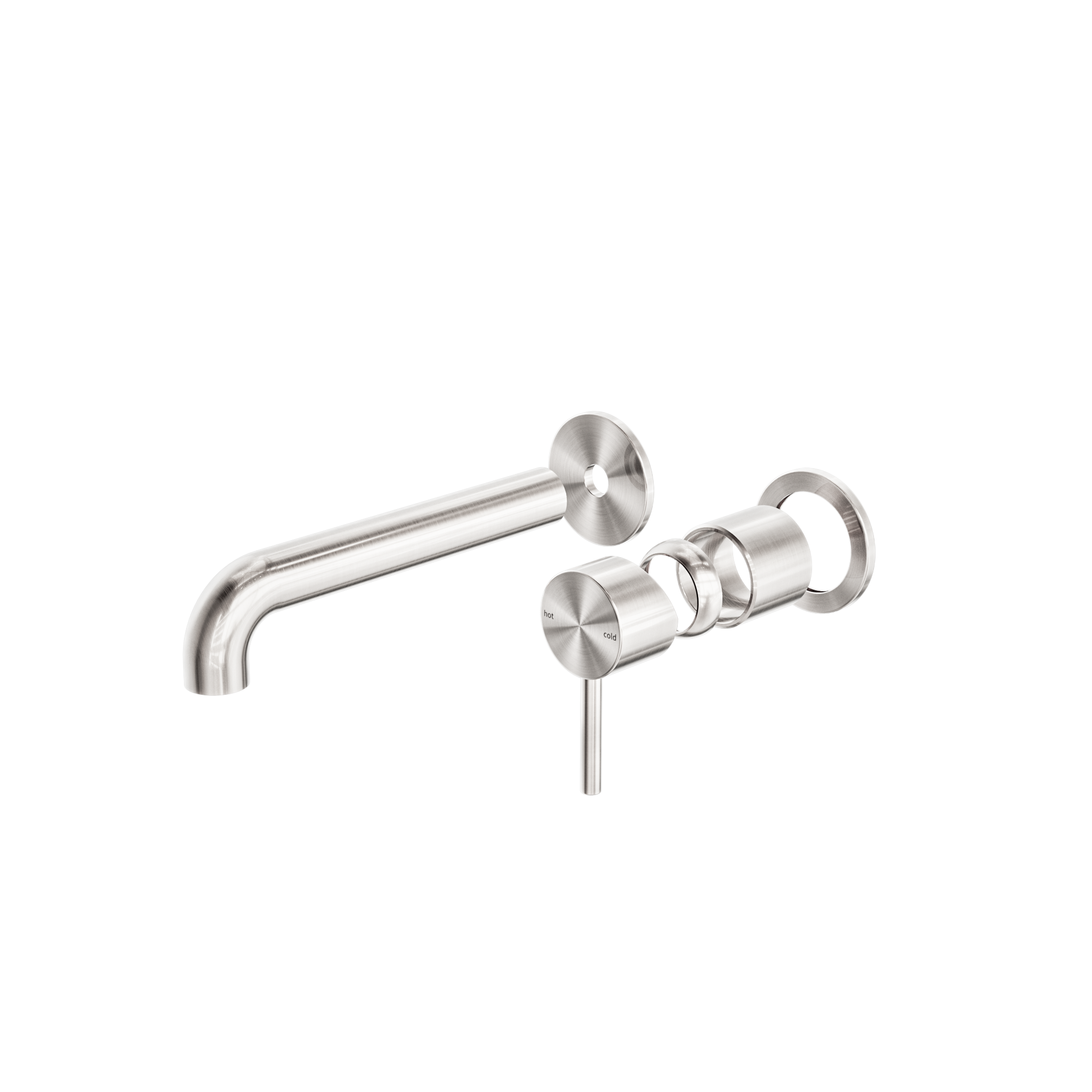 Zen SS316L Wall Basin/Bath Mixer Separate Back Plate 185mm Spout Trim Kits Only Brushed Nickel