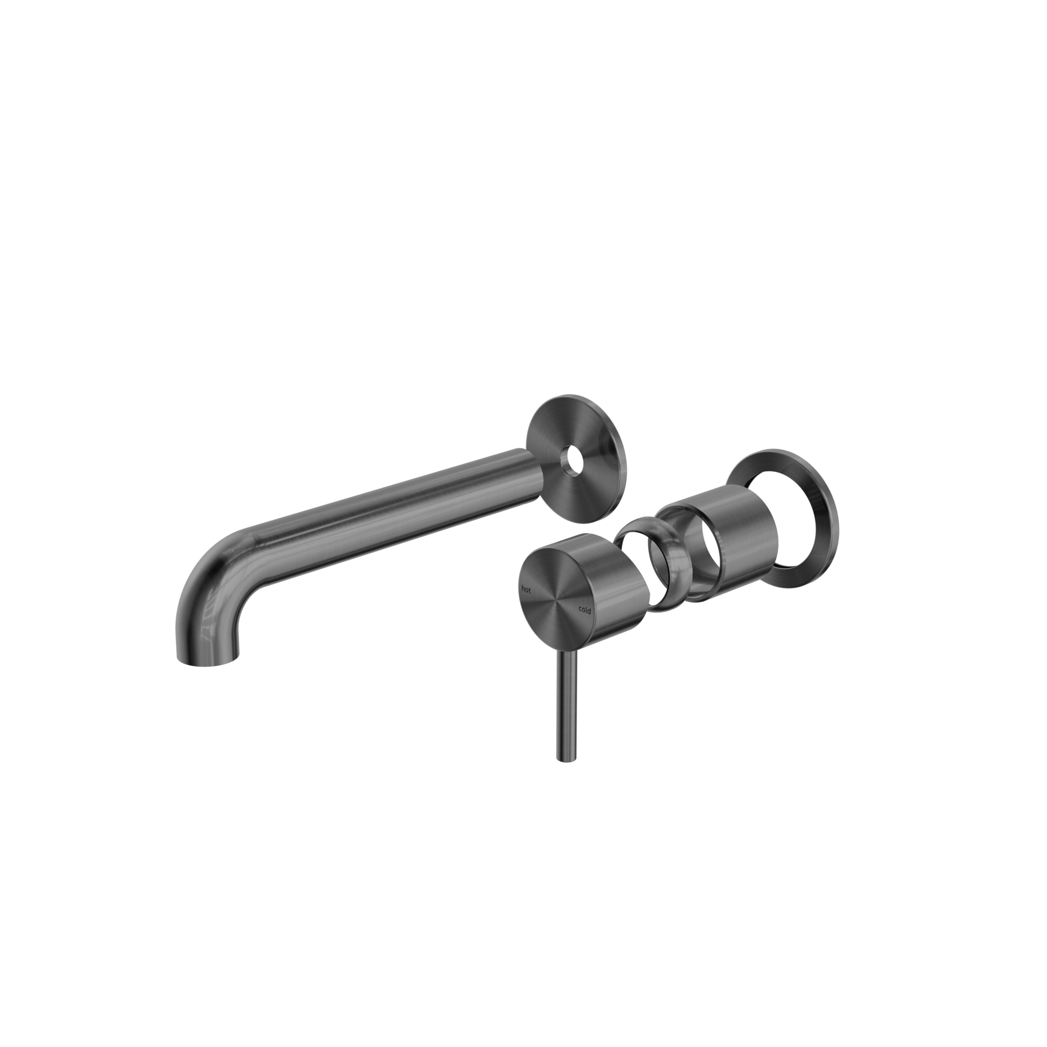 Zen SS316L Wall Basin/Bath Mixer Separate Back Plate 185mm Spout Trim Kits Only Graphite