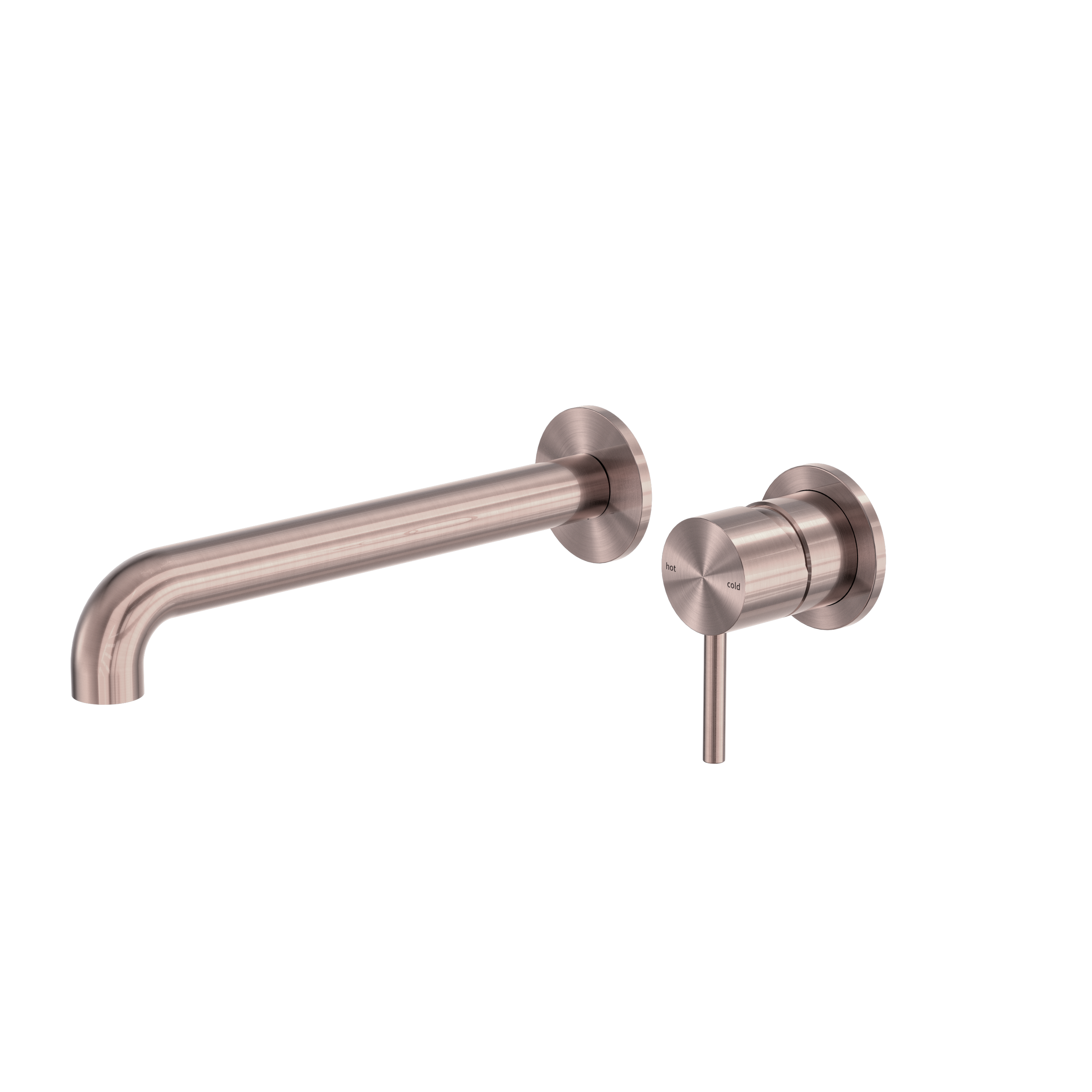 Zen SS316L Wall Basin/Bath Mixer Separate Back Plate 230mm Spout Brushed Bronze