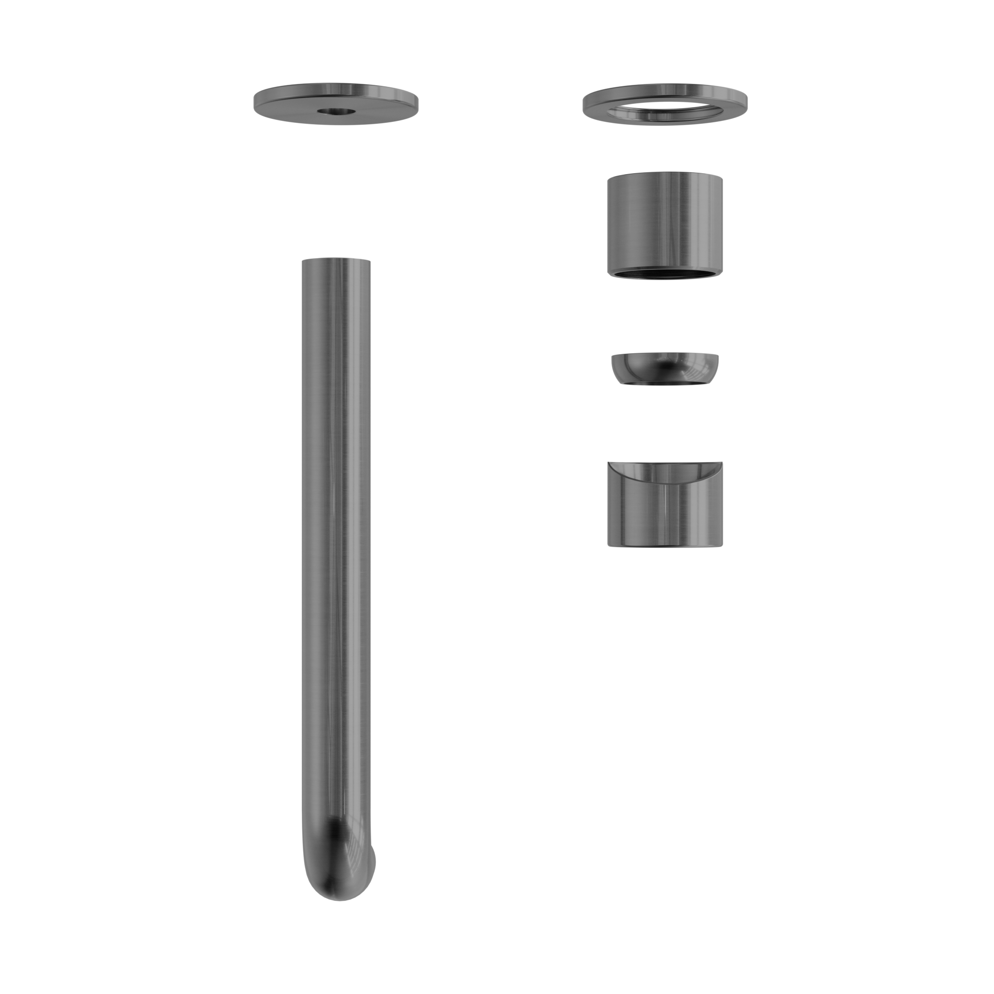 Zen SS316L Wall Basin/Bath Mixer Separate Back Plate 230mm Spout Trim Kits Only Graphite