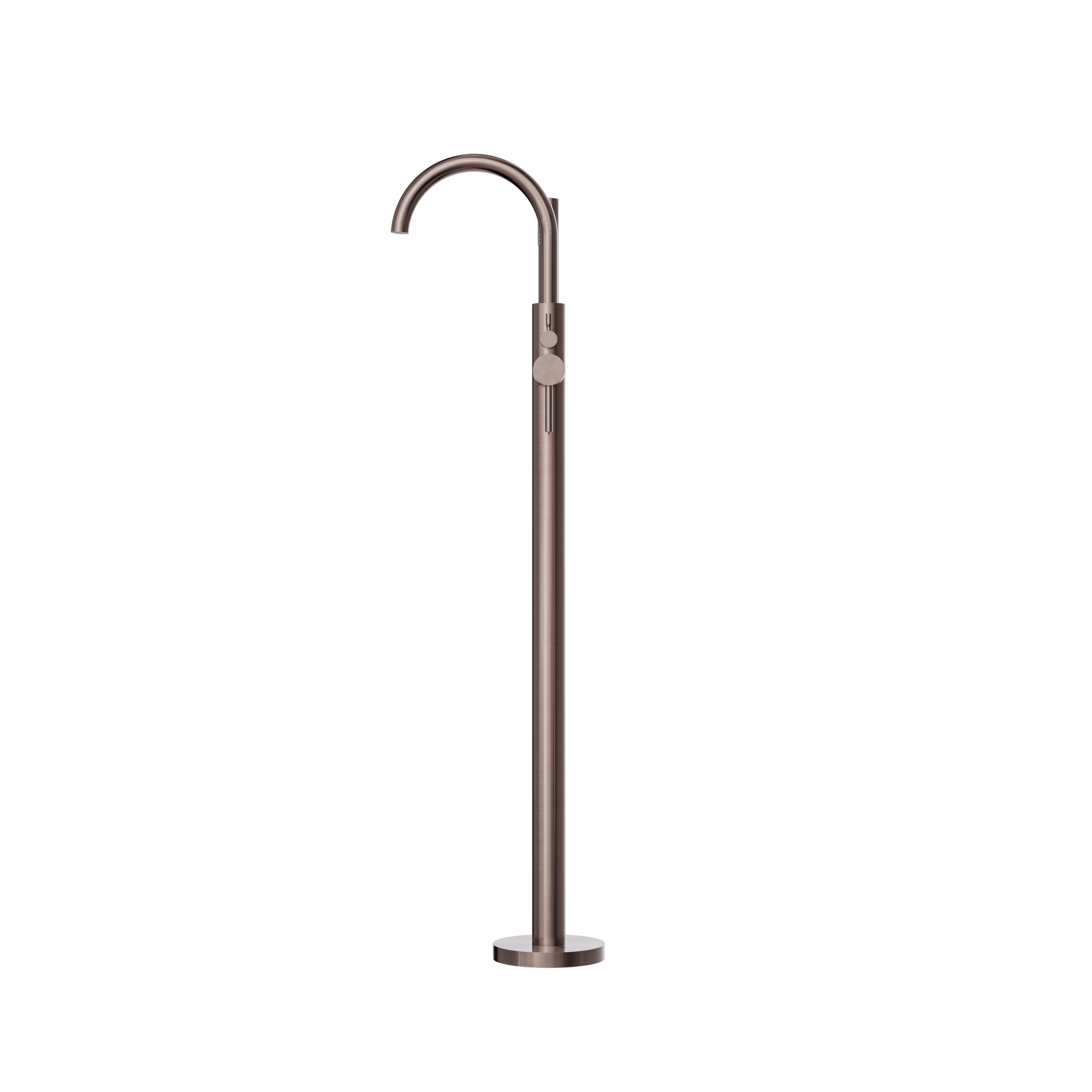 Mecca Round Freestanding Mixer With Hand Shower Brushed Bronze