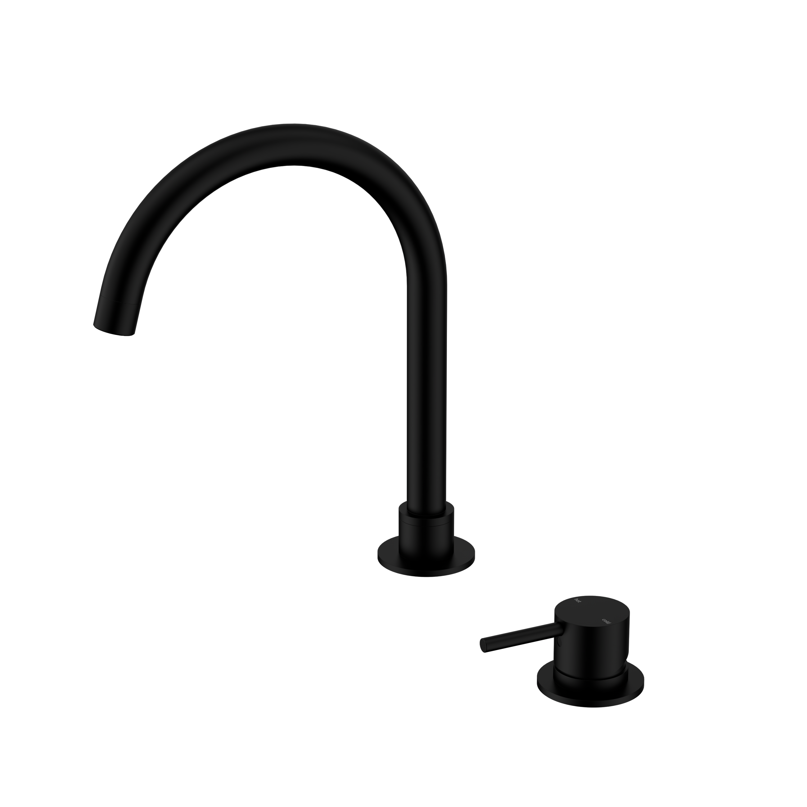 Mecca Hob Basin Mixer Round Swivel Spout Matte Black