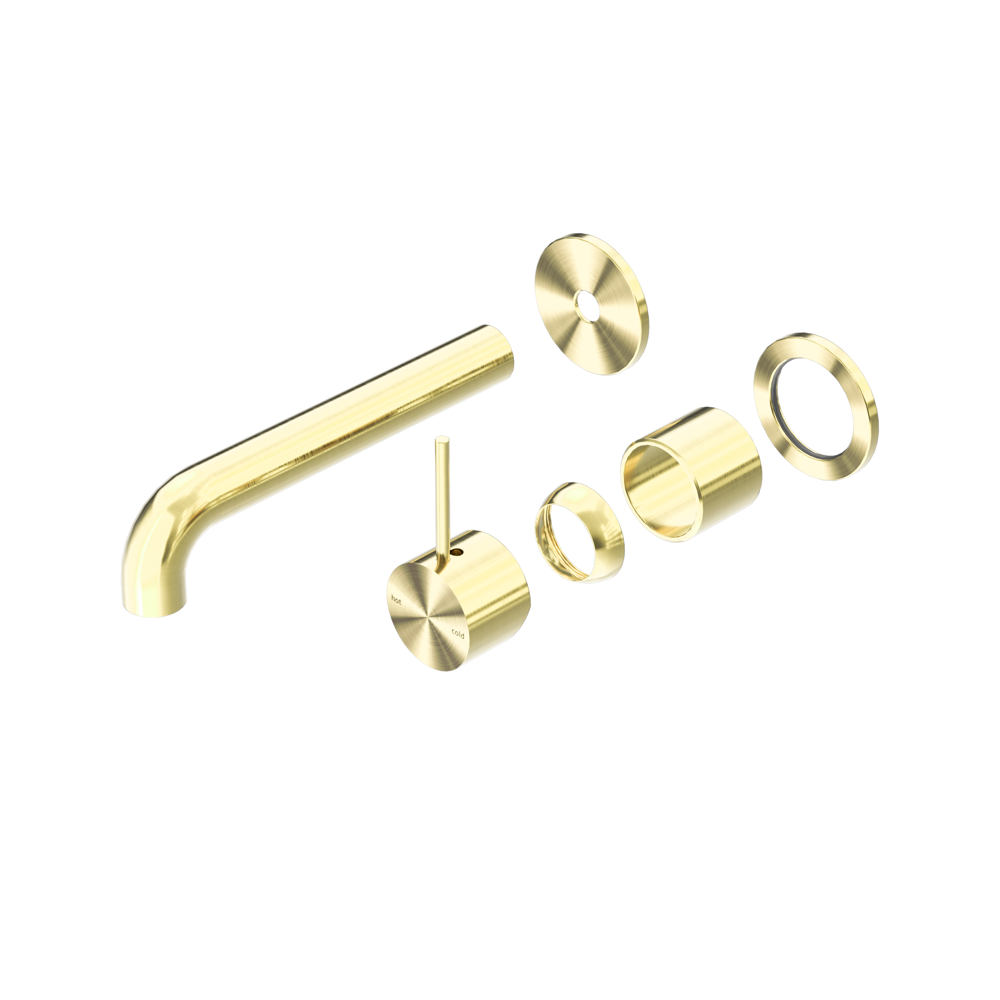 Mecca Wall Basin/Bath Mixer Separate Back Plate Handle Up 185mm Trim Kits Only Brushed Gold