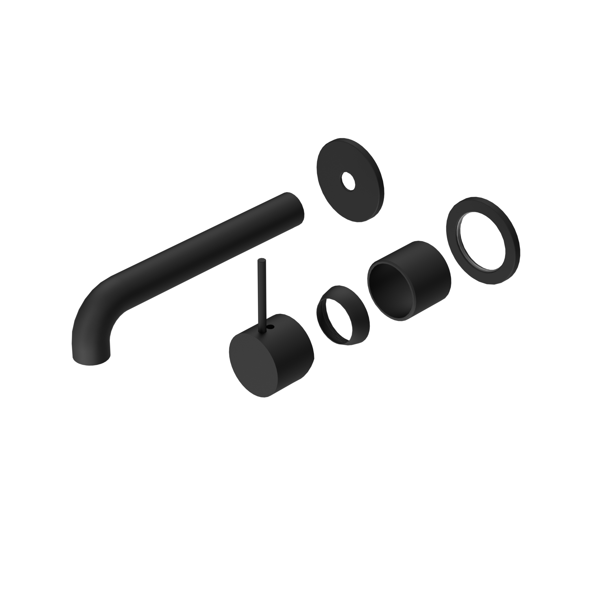 Mecca Wall Basin/Bath Mixer Separate Back Plate Handle Up 185mm Trim Kits Only Matte Black