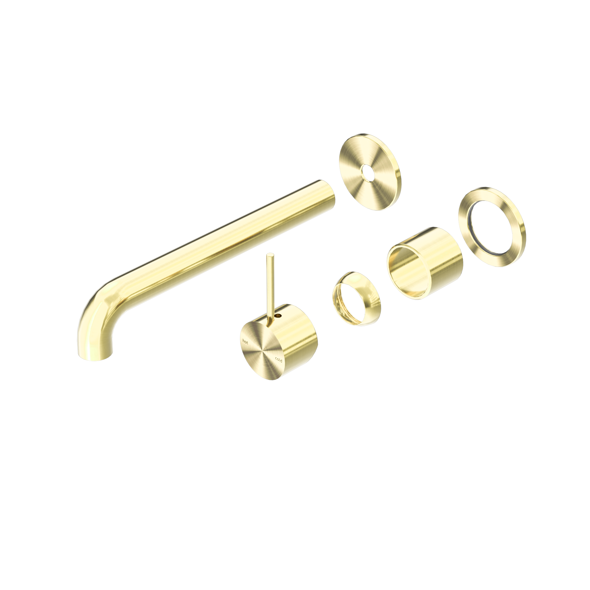 Mecca Wall Basin/Bath Mixer Separate Back Plate Handle Up 230mm Trim Kits Only Brushed Gold