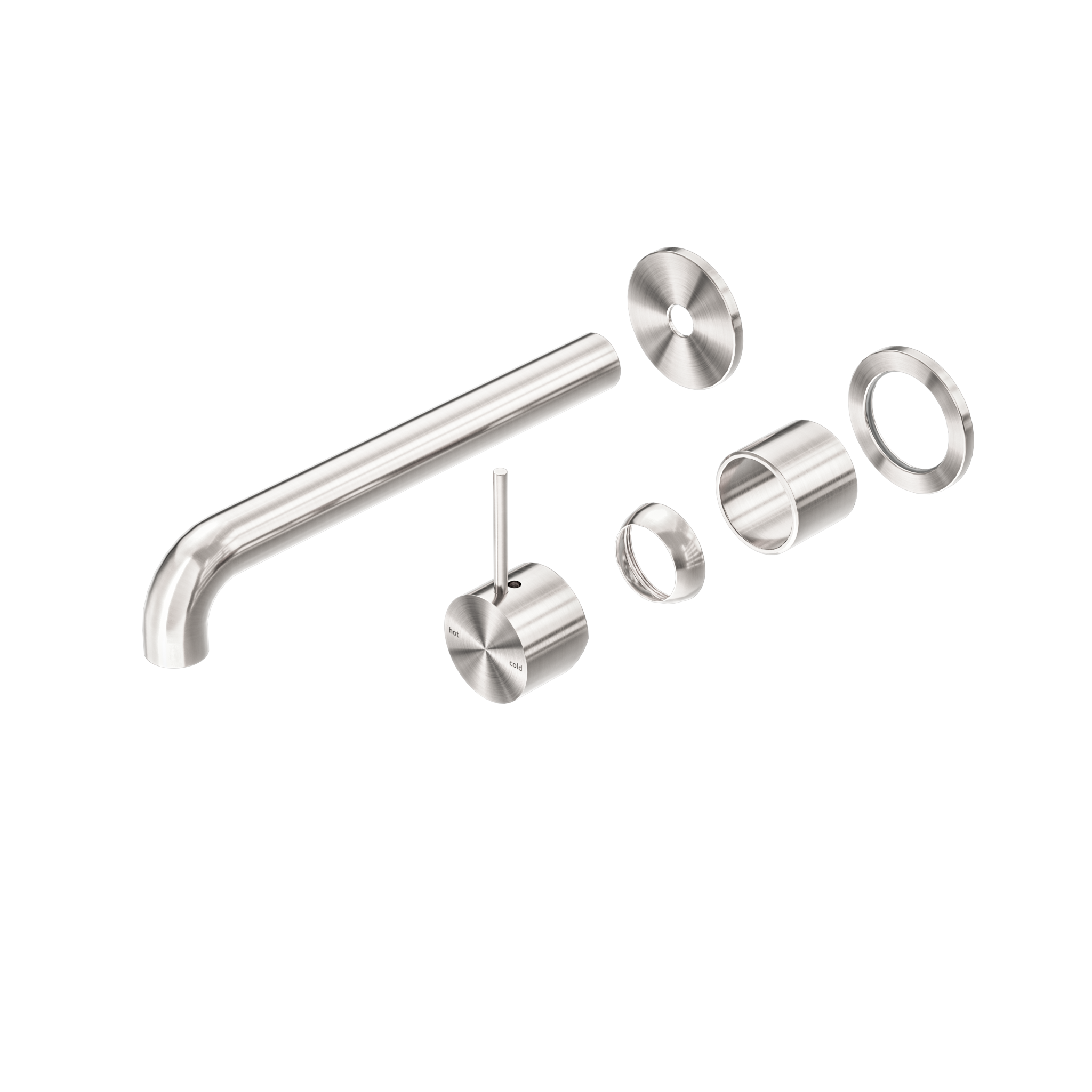 Mecca Wall Basin/Bath Mixer Separate Back Plate Handle Up 260mm Trim Kits Only Brushed Nickel