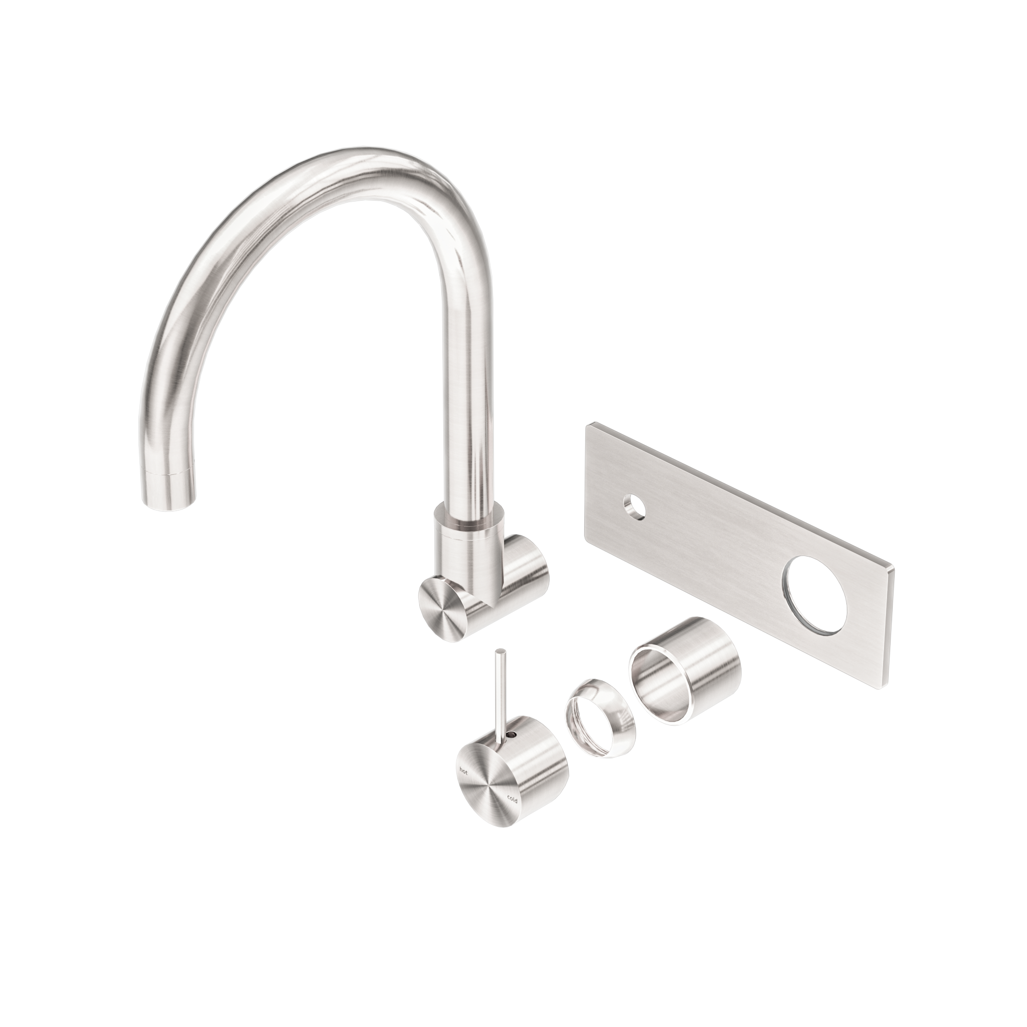 Mecca Wall Basin/Bath Mixer Swivel Spout Handle Up Trim Kits Only Brushed Nickel