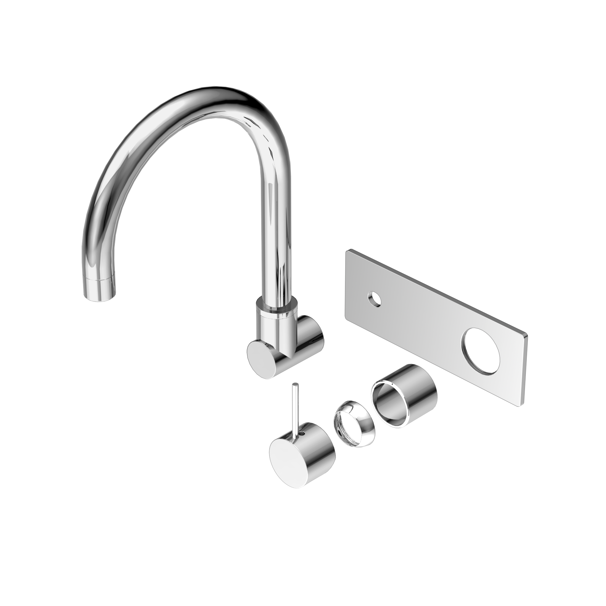 Mecca Wall Basin/Bath Mixer Swivel Spout Handle Up Trim Kits Only Chrome
