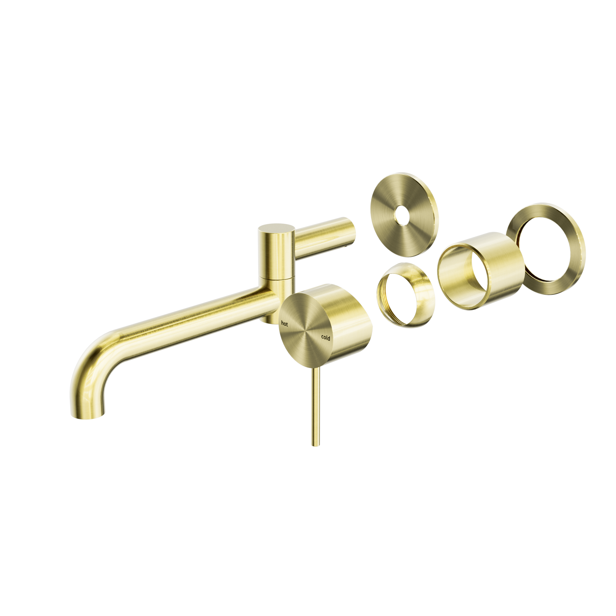 Mecca Wall Basin/Bath Mixer Swivel Spout 225mm Trim Kits Only Brushed Gold