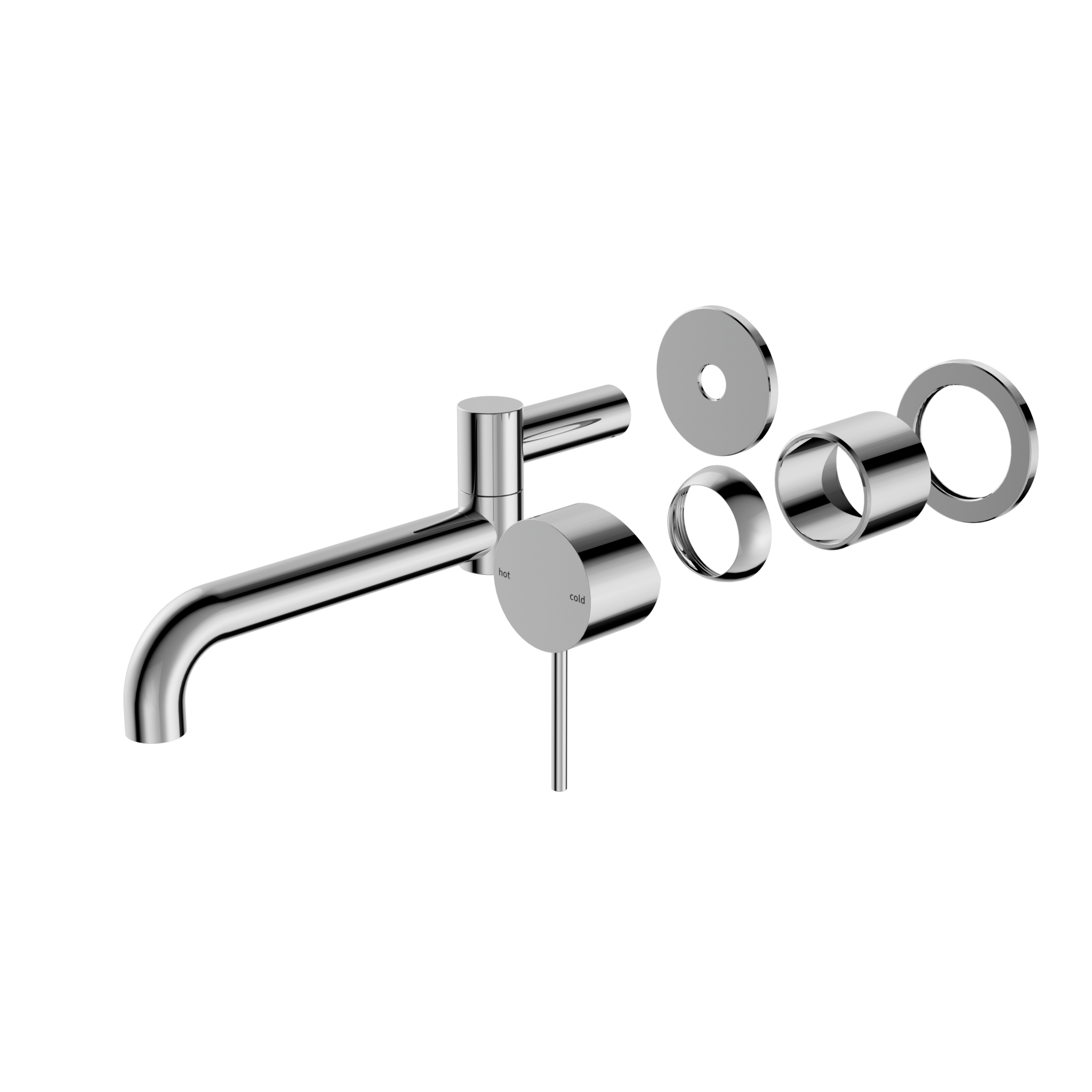 Mecca Wall Basin/Bath Mixer Swivel Spout 225mm Trim Kits Only Chrome