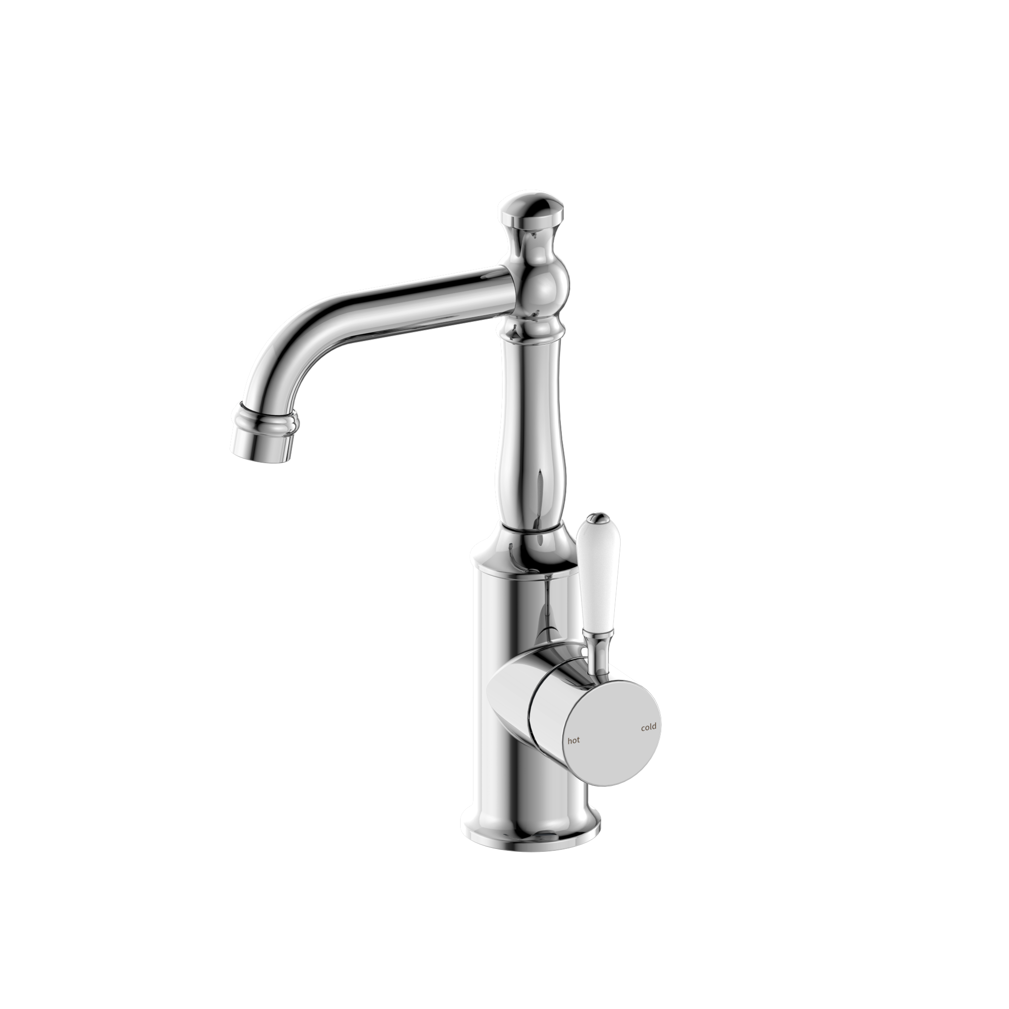 York Basin Mixer With White Porcelain Lever Chrome