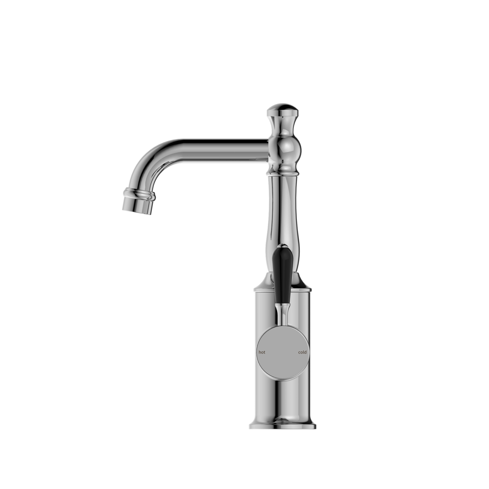 York Basin Mixer With Black Porcelain Lever Chrome