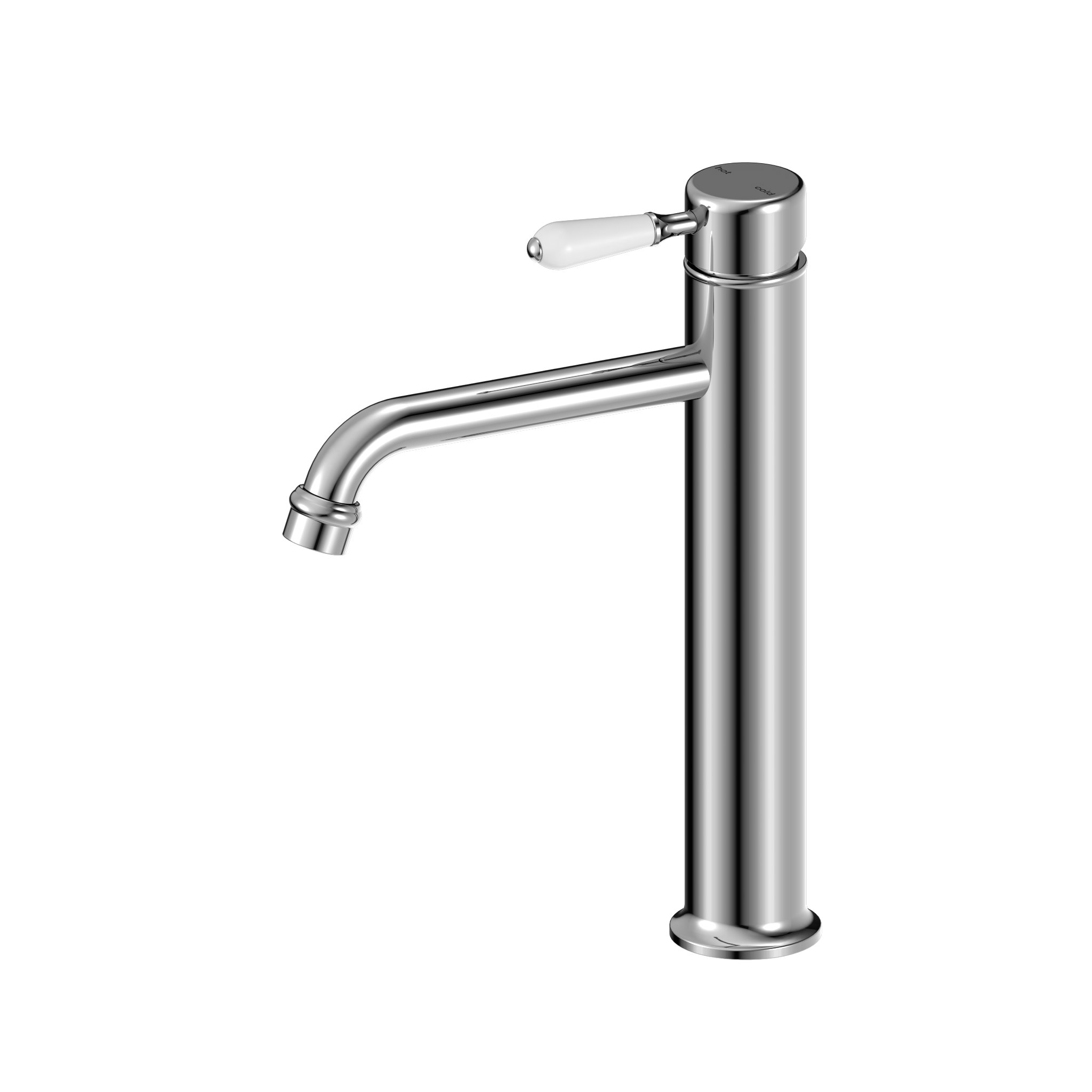 York Straight Tall Basin Mixer With White Porcelain Lever Chrome