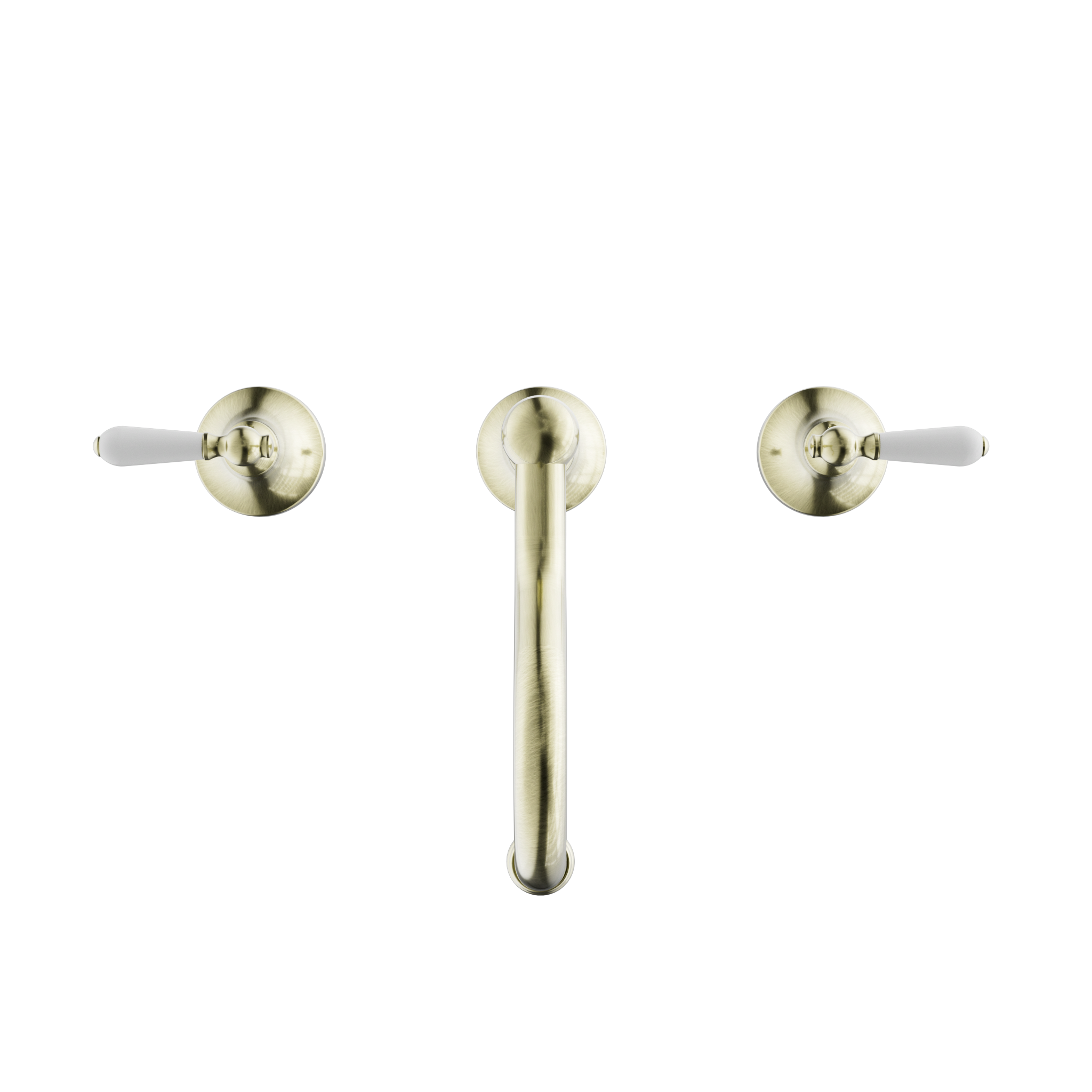 York Basin Set With White Porcelain Lever Aged Brass