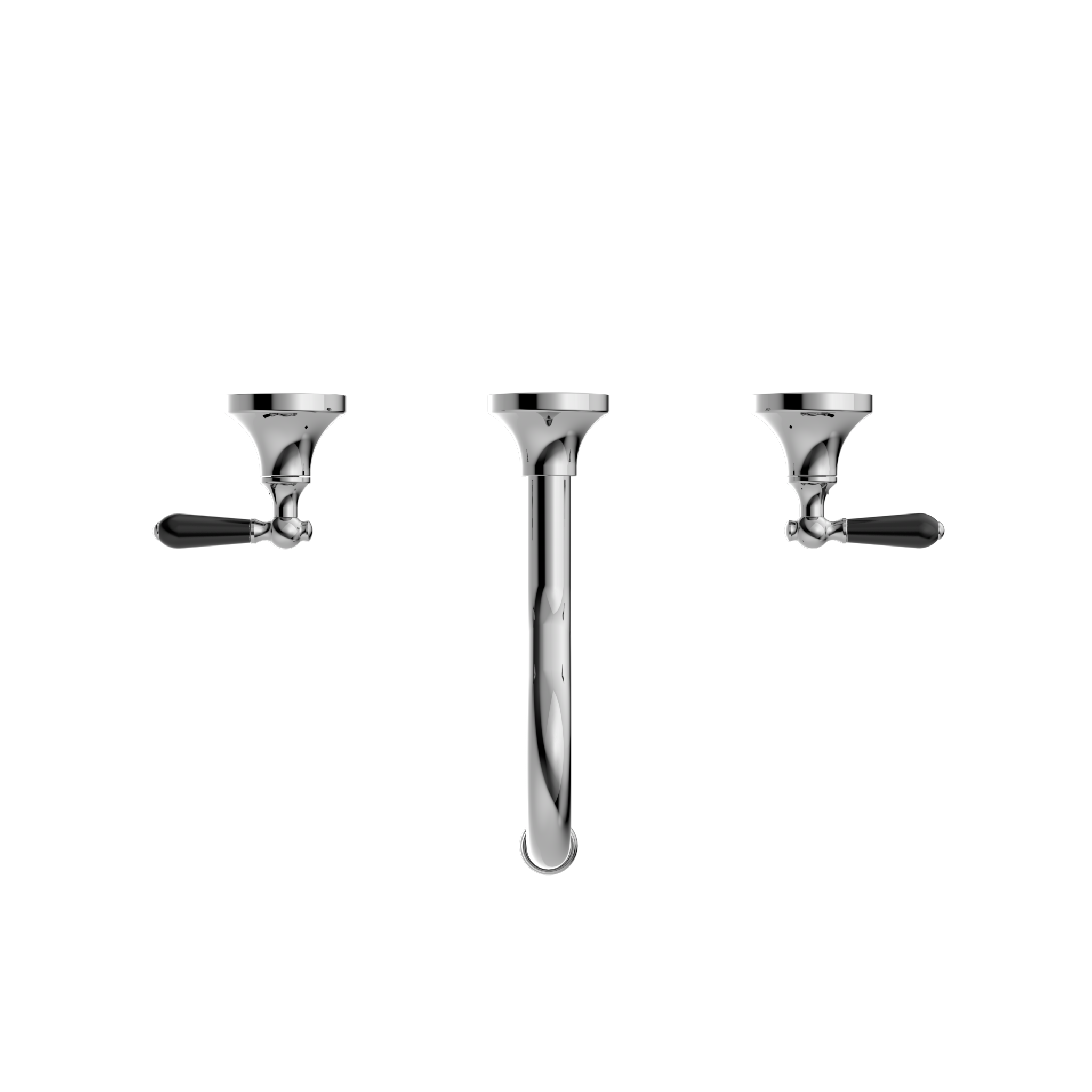 York Wall Basin Set With Black Porcelain Lever Chrome