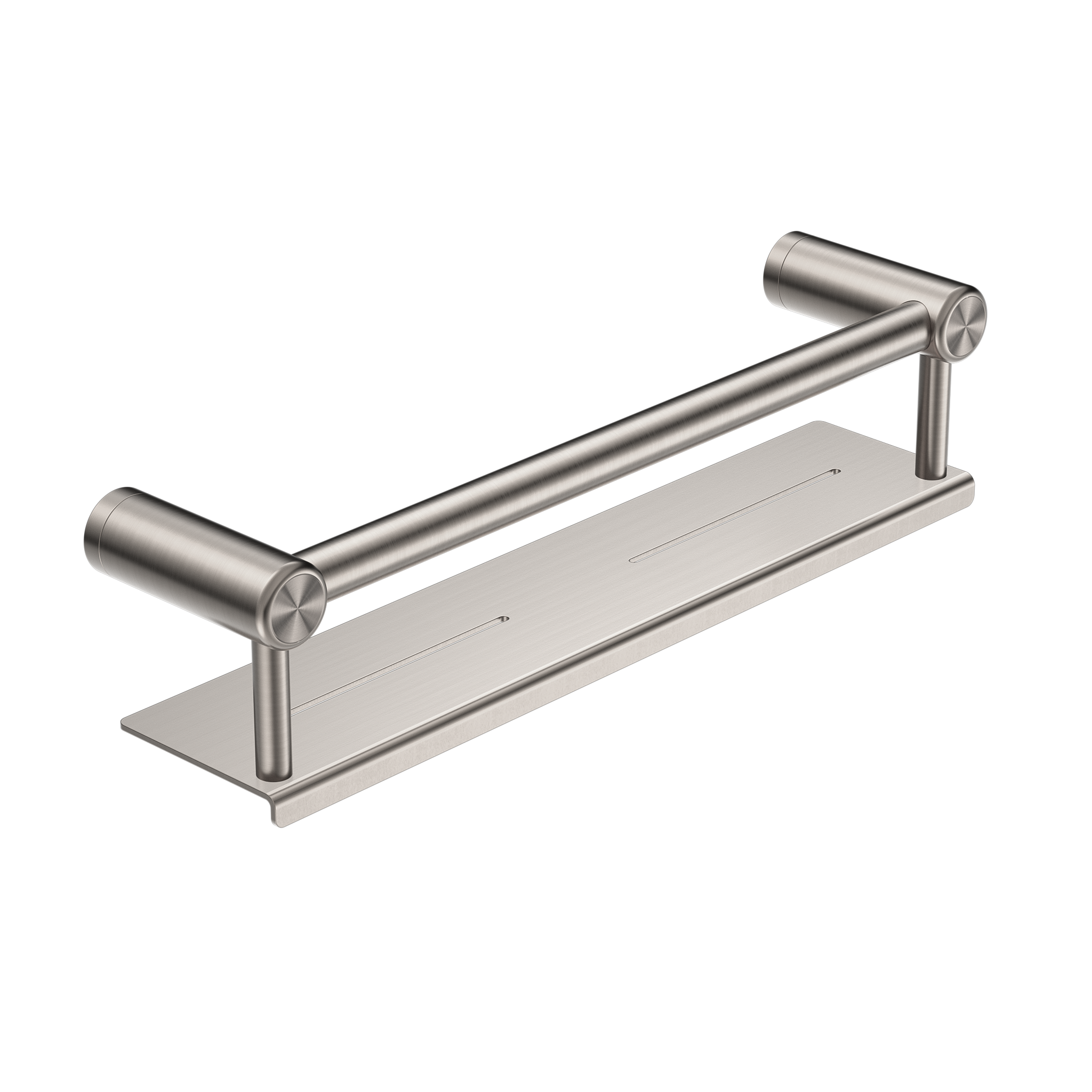 Mecca Care 25mm Grab Rail With Shelf 450mm Brushed Nickel