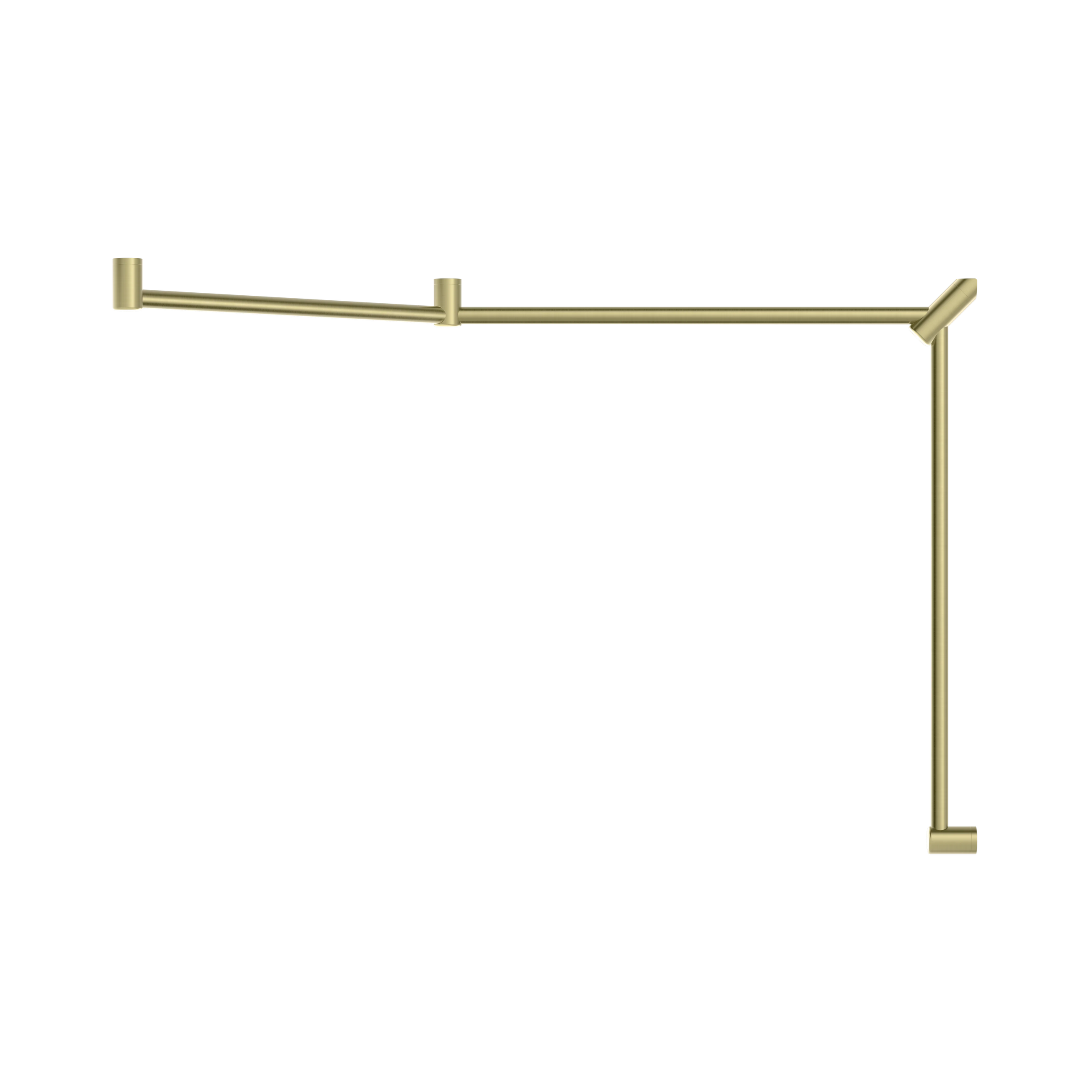 Mecca Care 32mm DDA Accessible Toilet Grab Rail Set 45 Degree Continuous 750X965X1025mm Brushed Gold