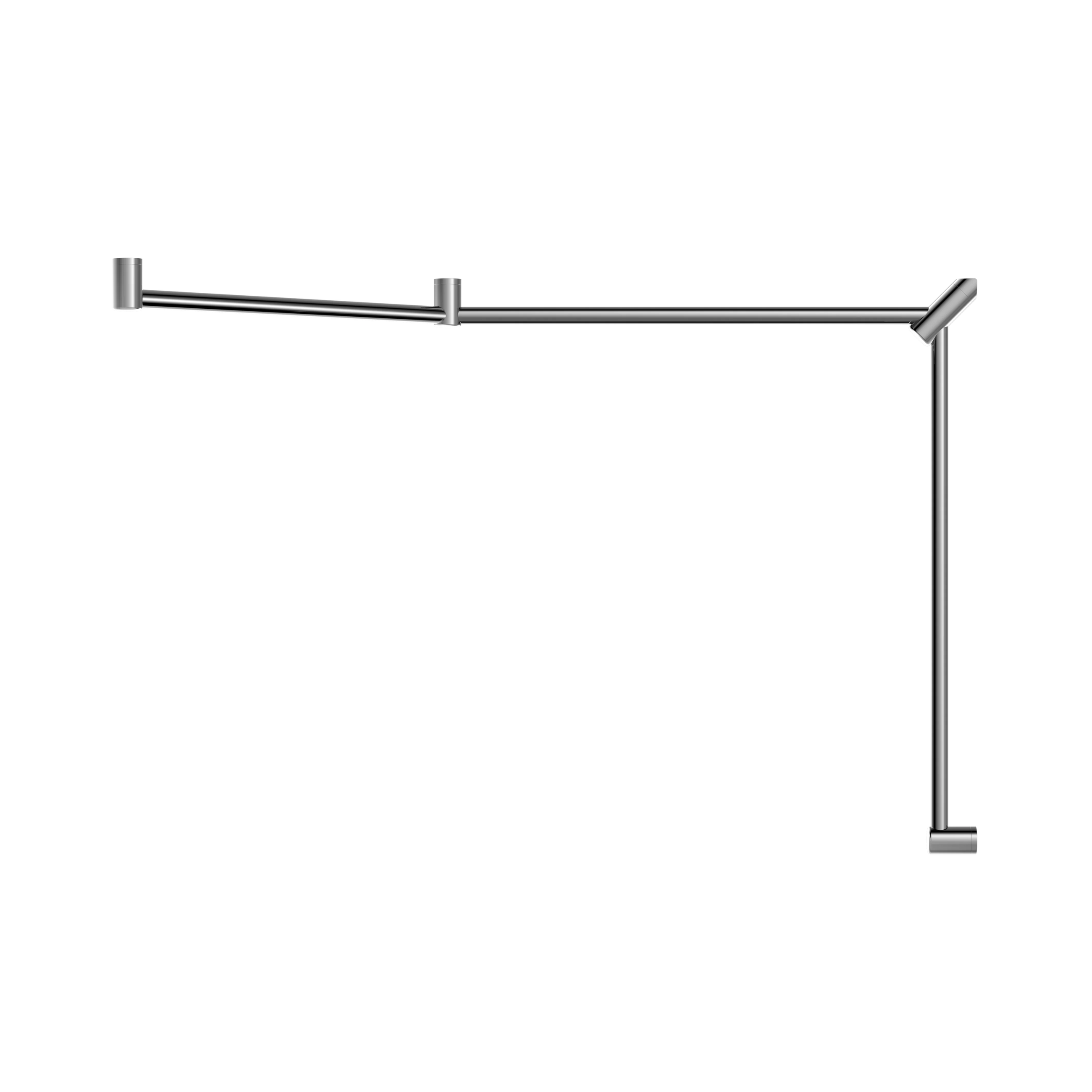 Mecca Care 32mm DDA Accessible Toilet Grab Rail Set 45 Degree Continuous 750X965X1025mm Chrome