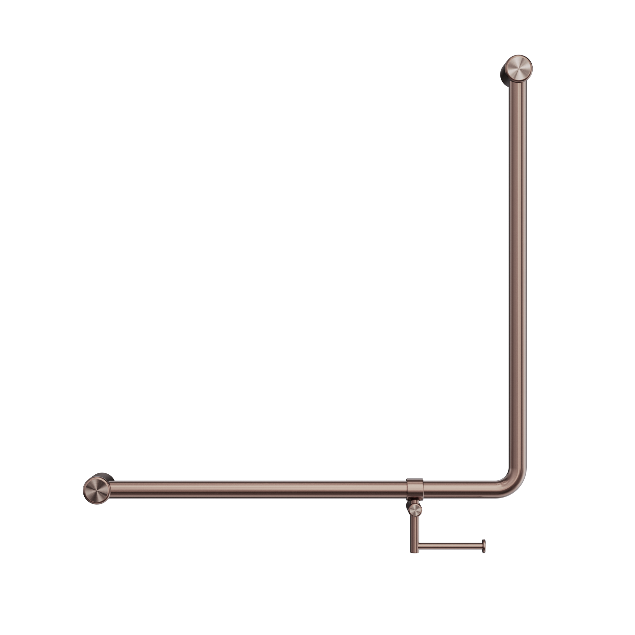 Mecca Care 32mm 90 Degree NZ4121 Accessible Toilet Grab Rail 750X750mm With Toilet Roll Holder Brushed Bronze