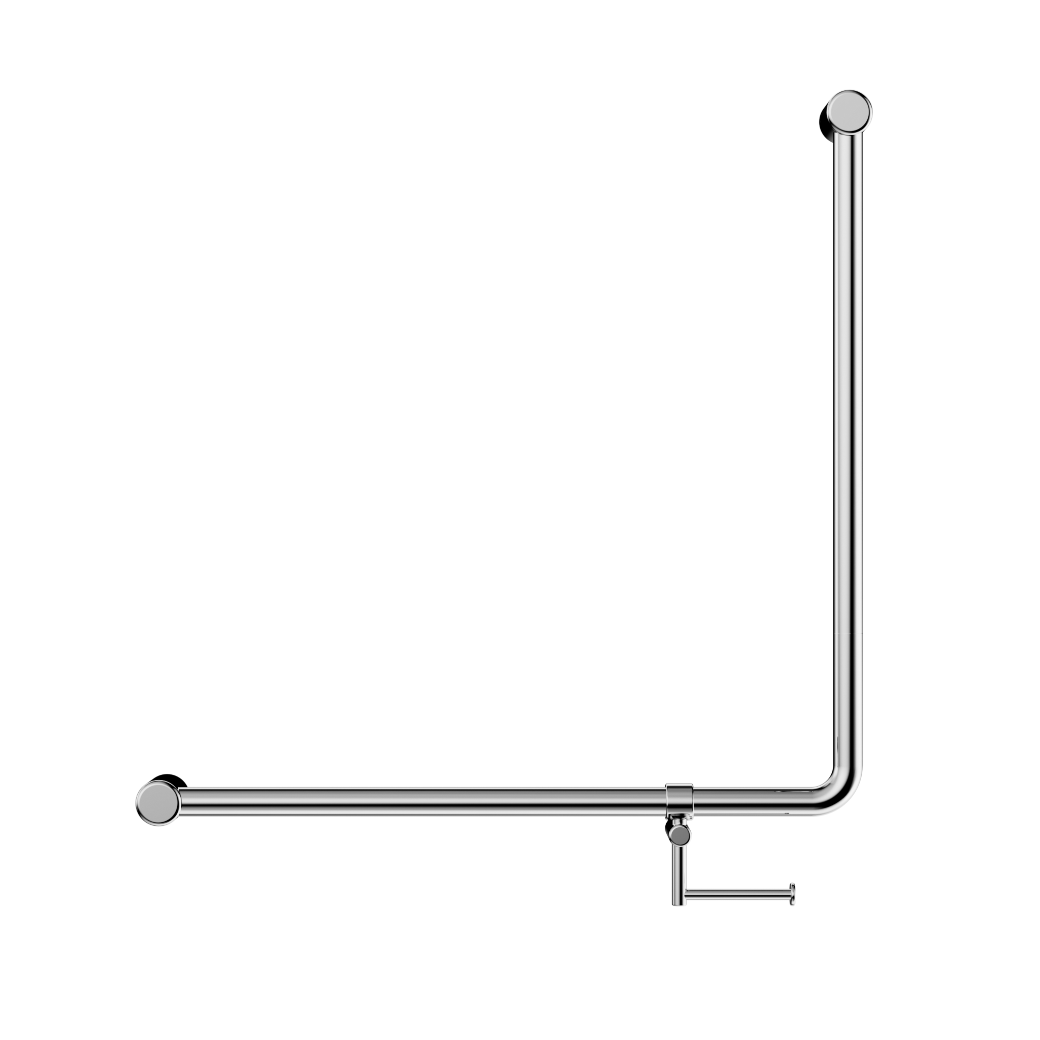 Mecca Care 32mm 90 Degree NZ4121 Accessible Toilet Grab Rail 750X750mm With Toilet Roll Holder Chrome