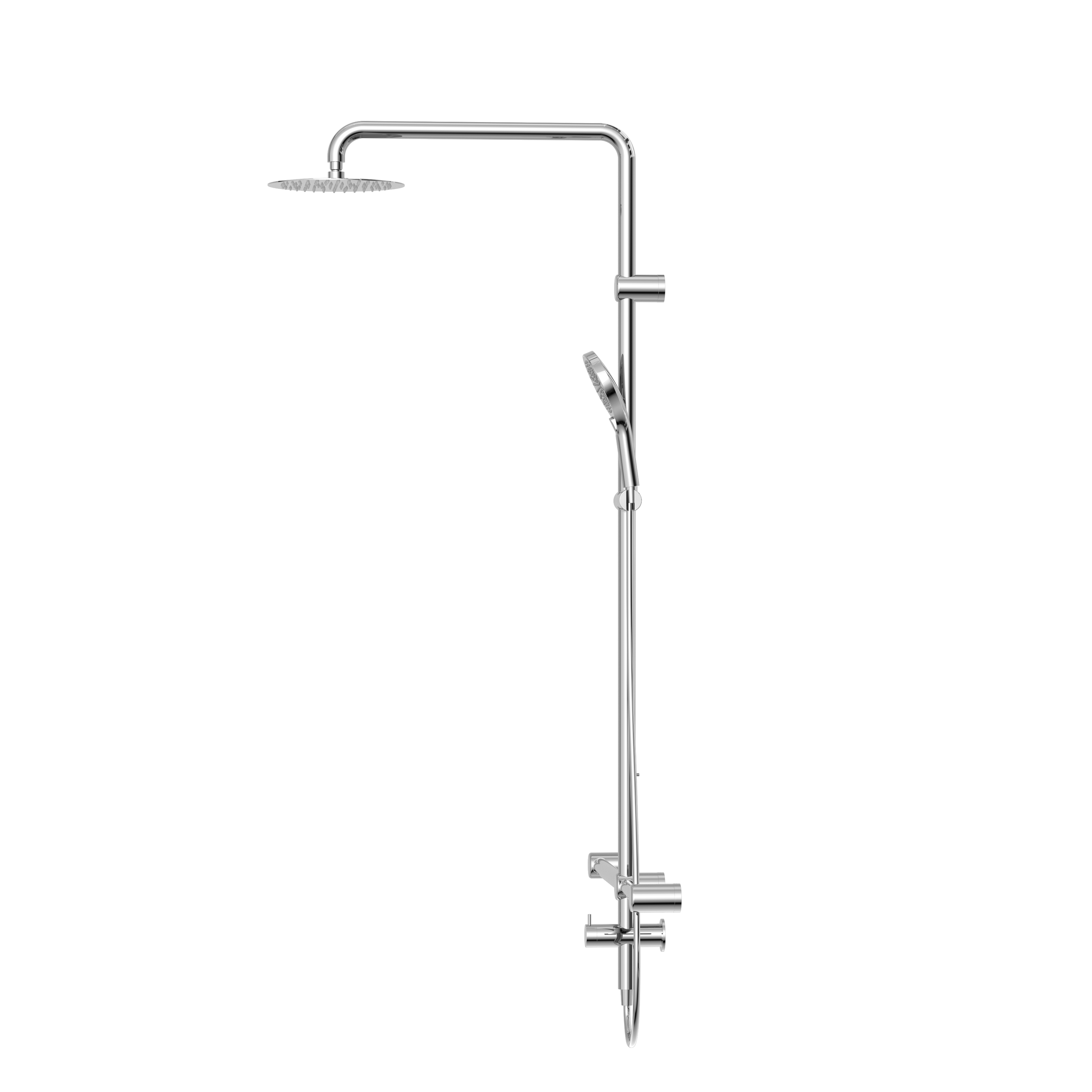Mecca Care 32mm T Bar Grab Rail 1100x750mm Twin Shower Set Chrome