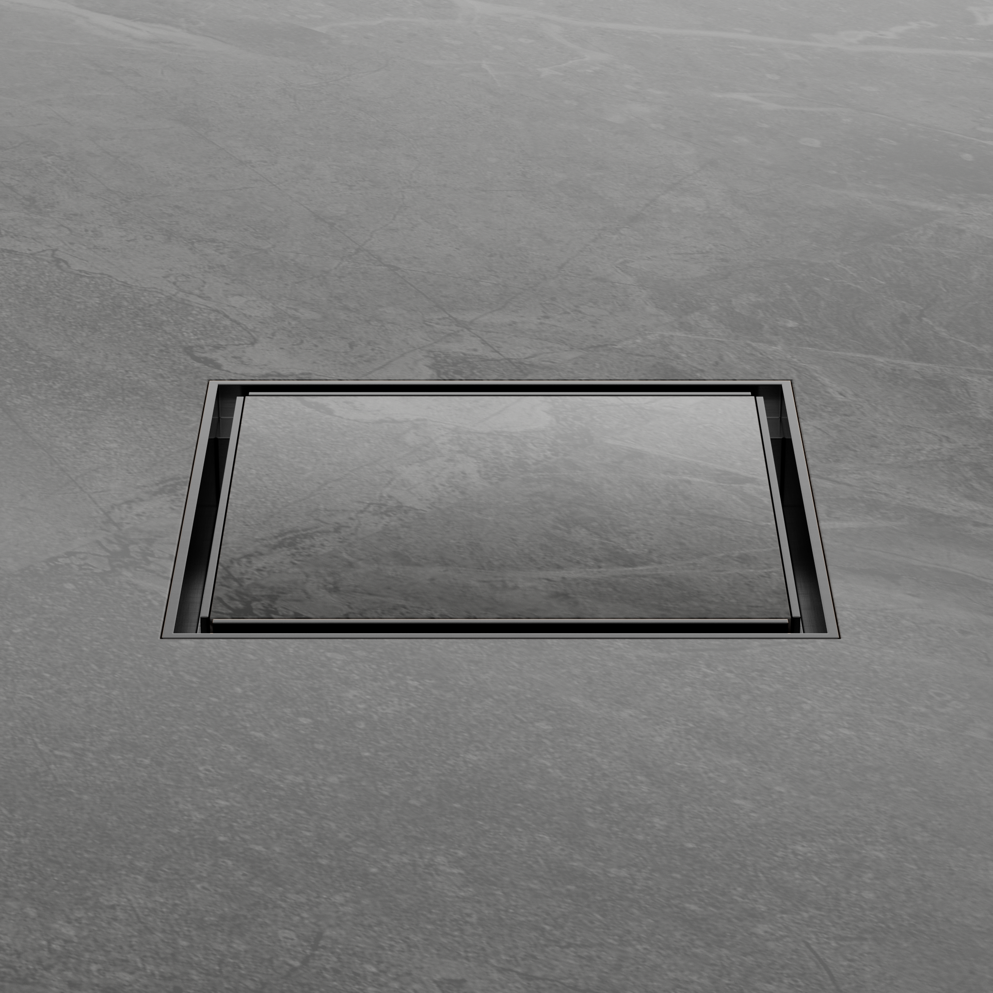 130mm Square Tile Insert Floor Waste 80mm Outlet Gun Metal