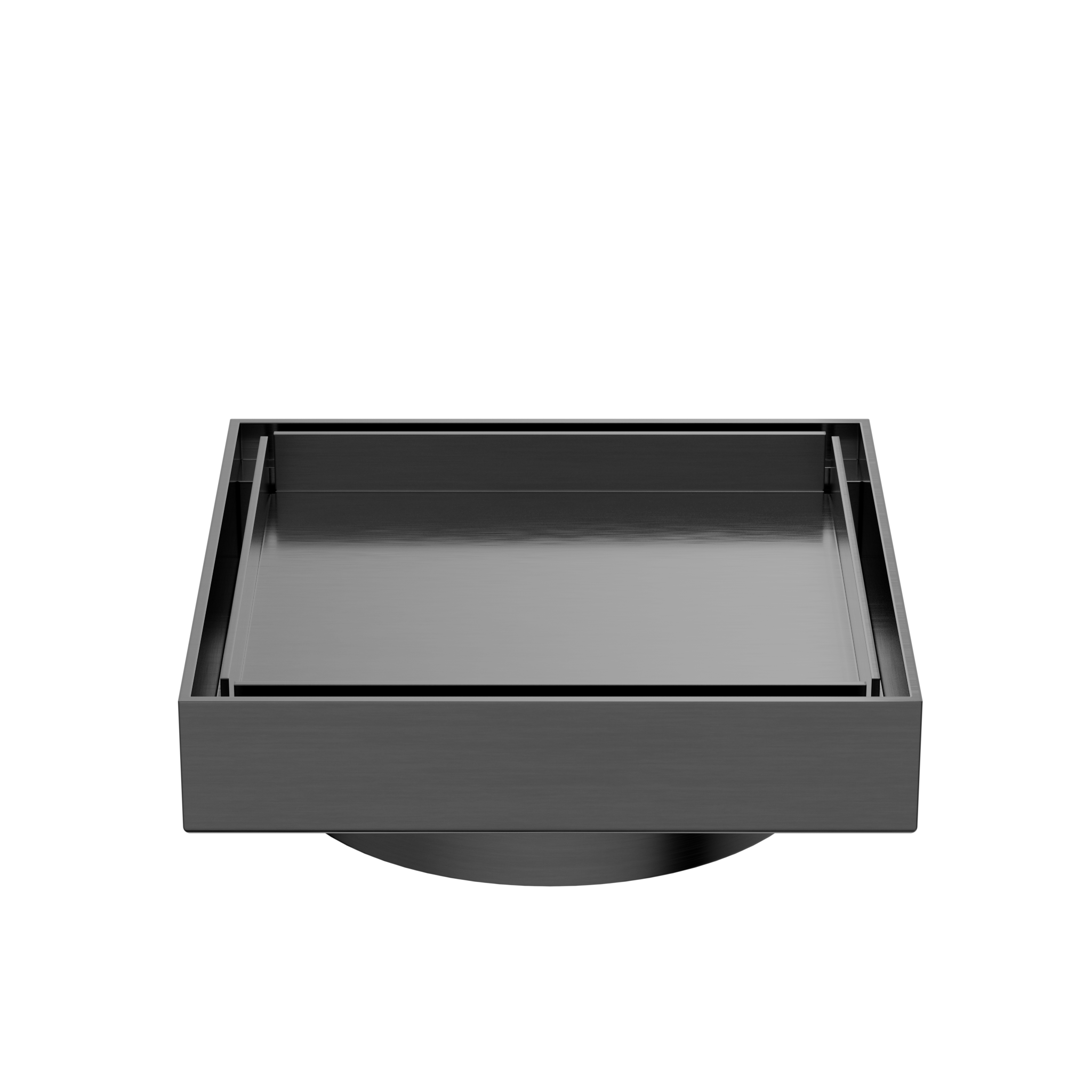 100mm Square Tile Insert Floor Waste 80mm Outlet Gun Metal