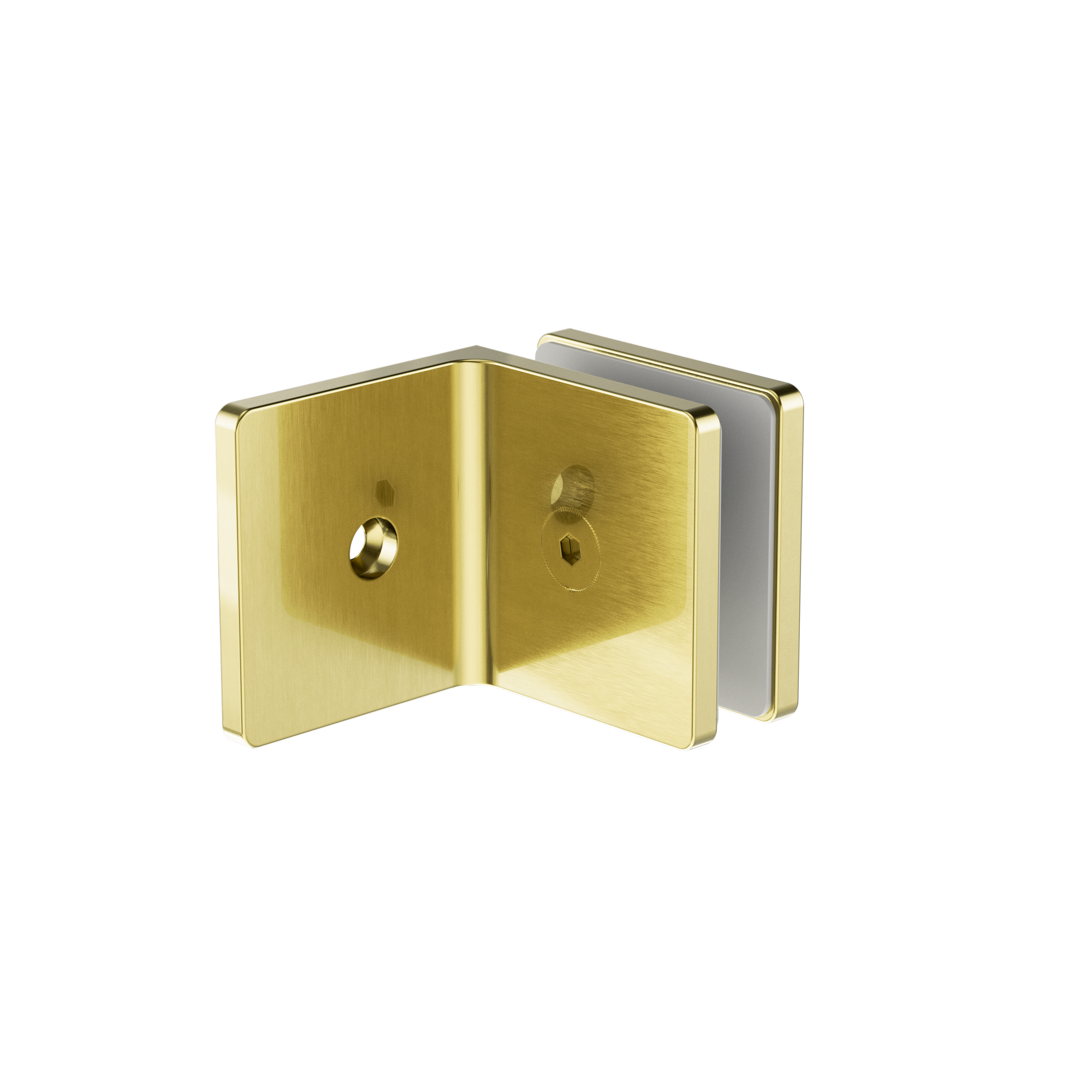 90 Degree Glass To Wall Bracket 10mm Glass Brushed Gold