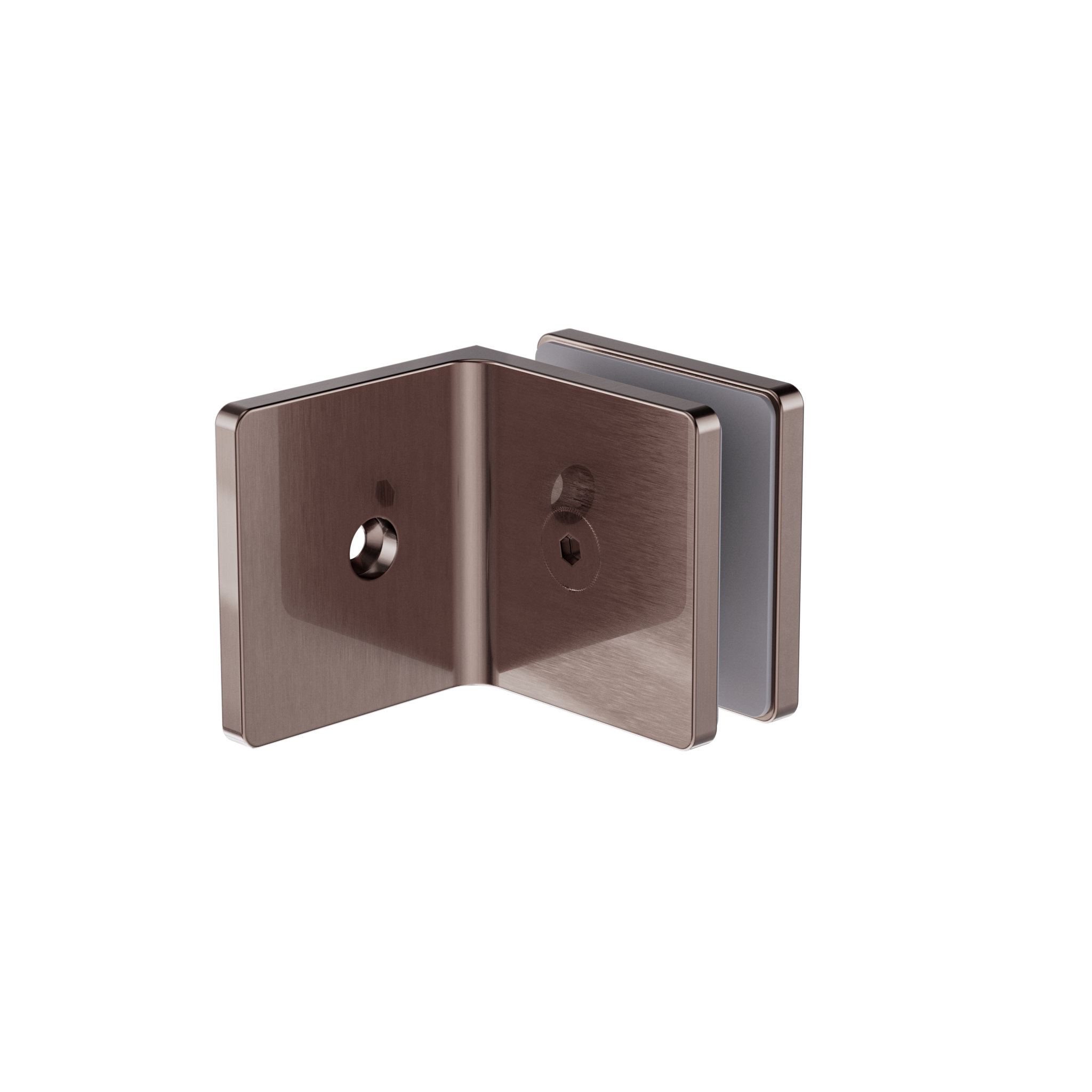 90 Degree Glass To Wall Bracket 10mm Glass Brushed Bronze