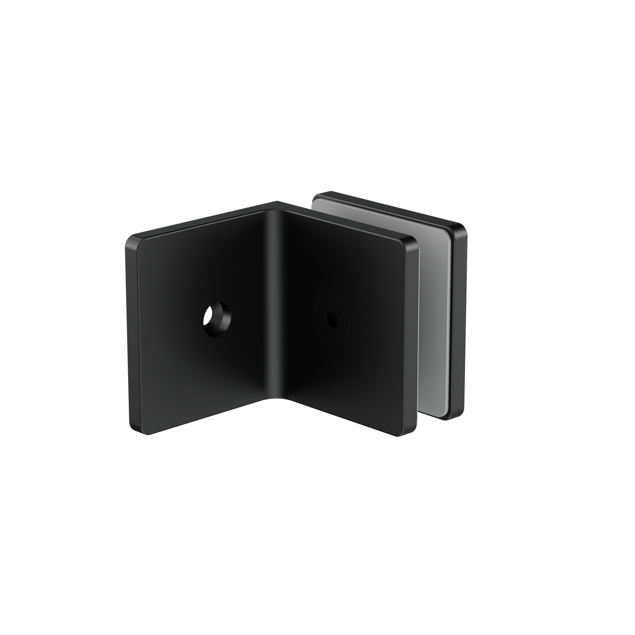 90 Degree Glass To Wall Bracket 10mm Glass Matte Black