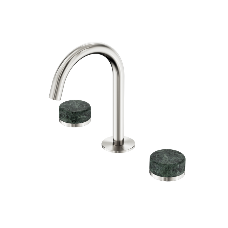 Serenity Basin Set Arc Spout With Verde Alpi Handle Brushed Nickel