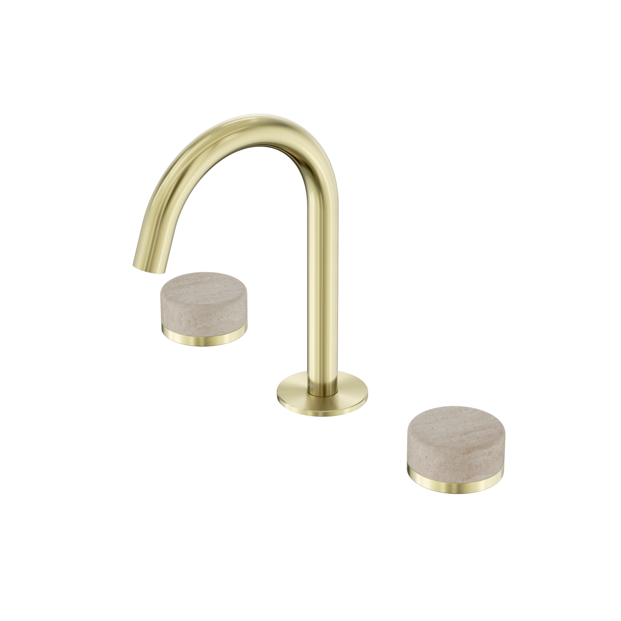 Serenity Basin Set Arc Spout With Rome Travertine Handle Brushed Gold