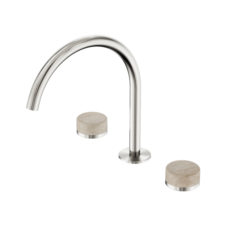 Serenity Bath/Kitchen Set Arc Spout With Rome Travertine Handle Brushed Nickel