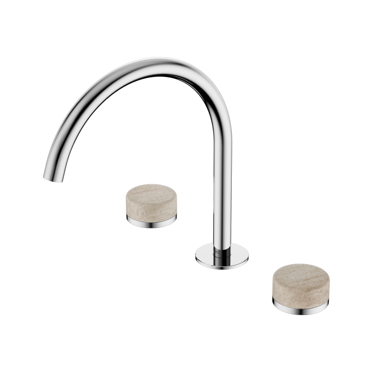 Serenity Bath/Kitchen Set Arc Spout With Rome Travertine Handle Chrome