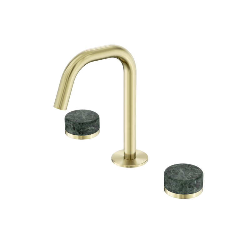 Serenity Basin Set Edge Spout With Verde Alpi Handle Brushed Gold