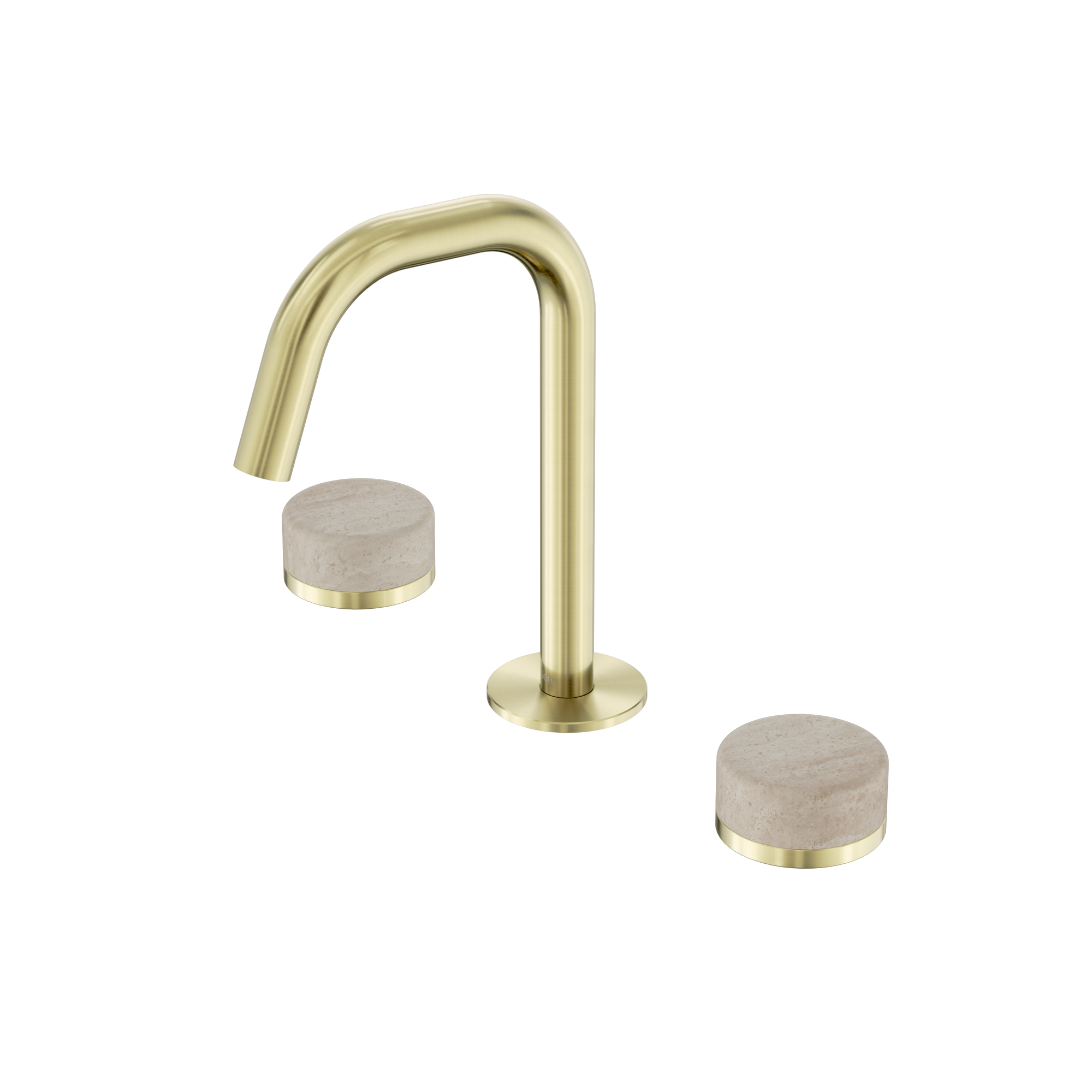 Serenity Basin Set Edge Spout With Rome Travertine Handle Brushed Gold