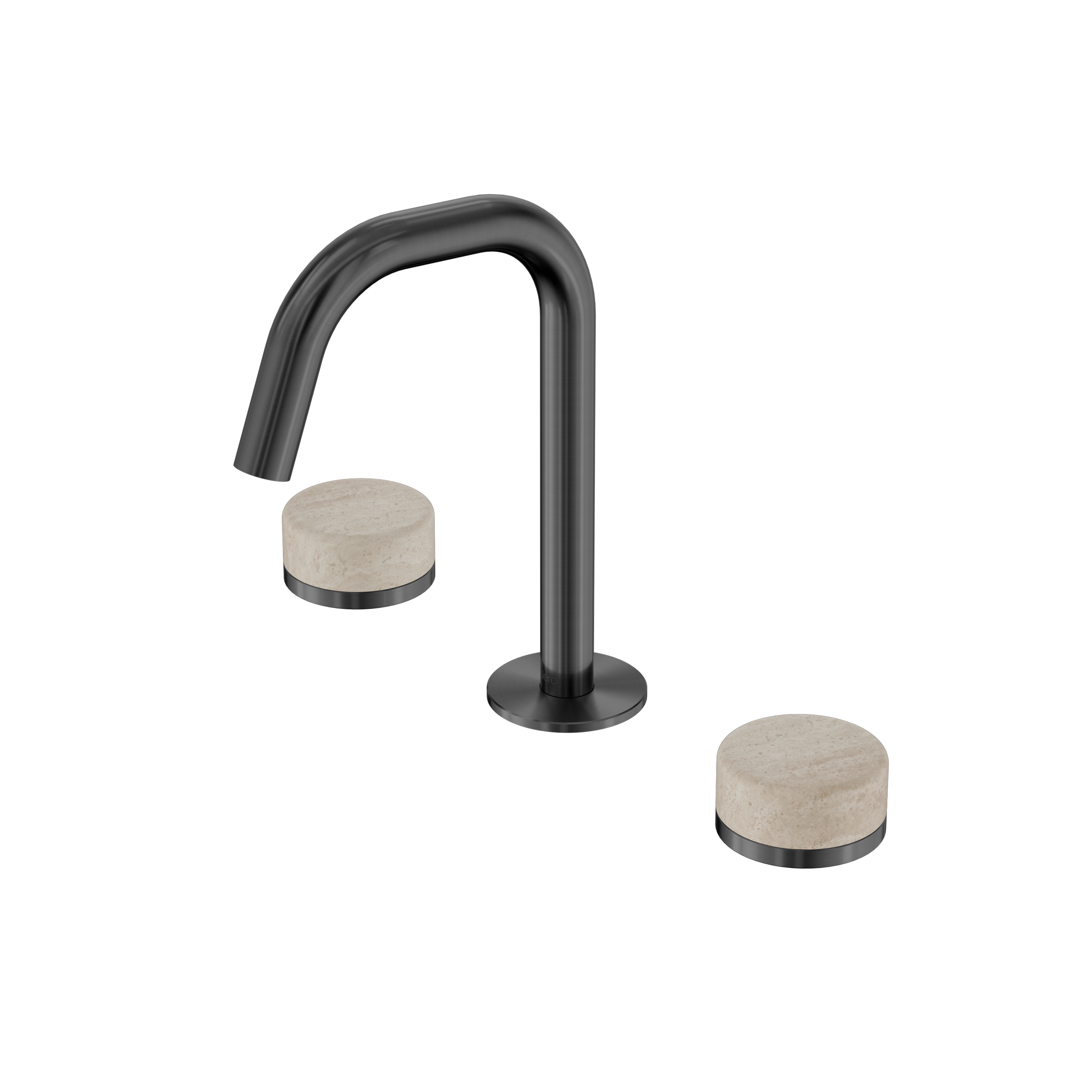 Serenity Basin Set Edge Spout With Rome Travertine Handle Gun Metal