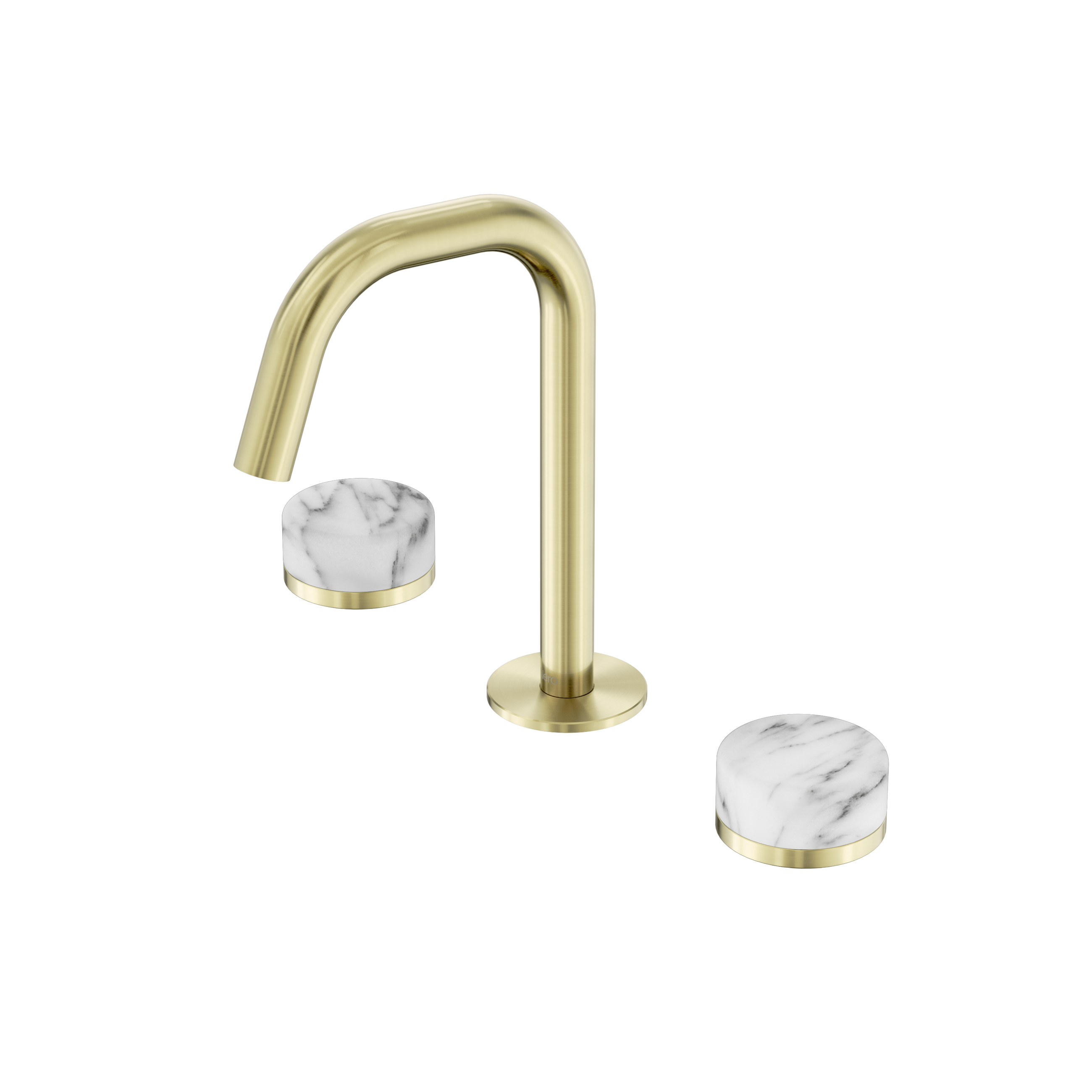 Serenity Basin Set Edge Spout With Arabescato Corchia Handle Brushed Gold