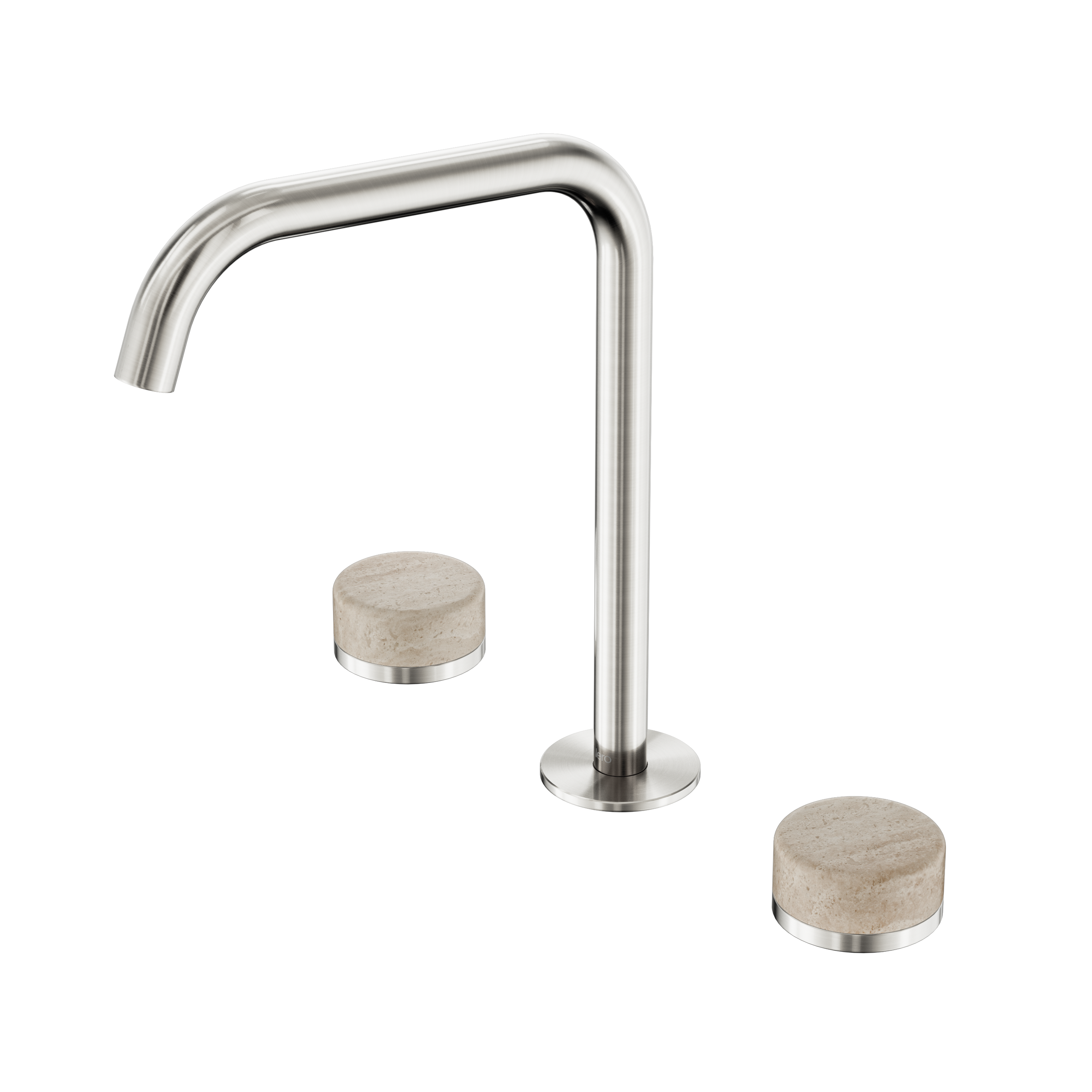 Serenity Bath/Kitchen Set Edge Spout With Rome Travertine Handle Brushed Nickel