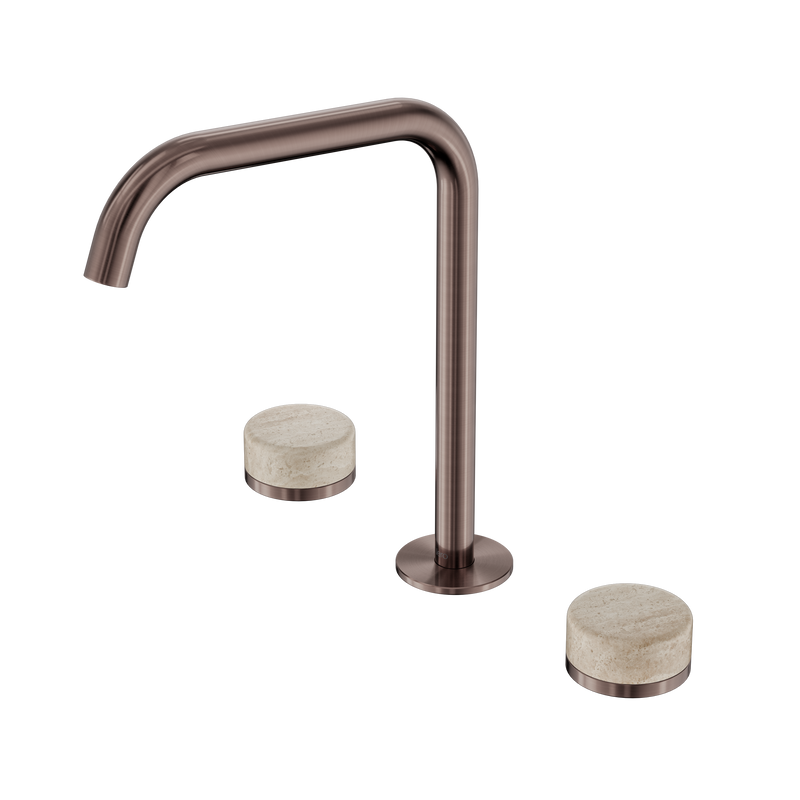 Serenity Bath/Kitchen Set Edge Spout With Rome Travertine Handle Brushed Bronze