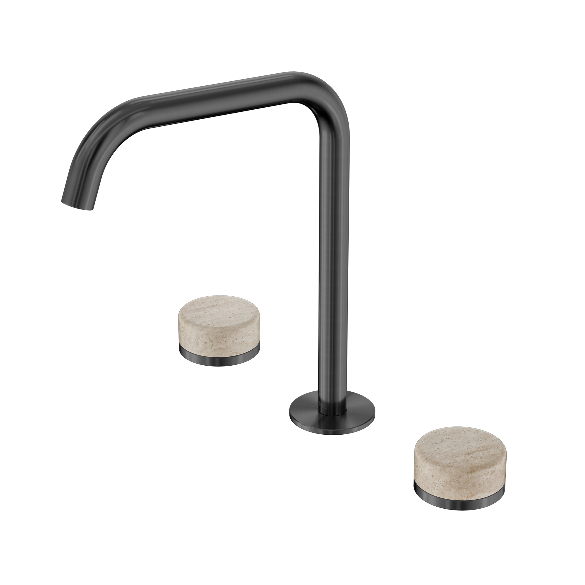 Serenity Bath/Kitchen Set Edge Spout With Rome Travertine Handle Gun Metal
