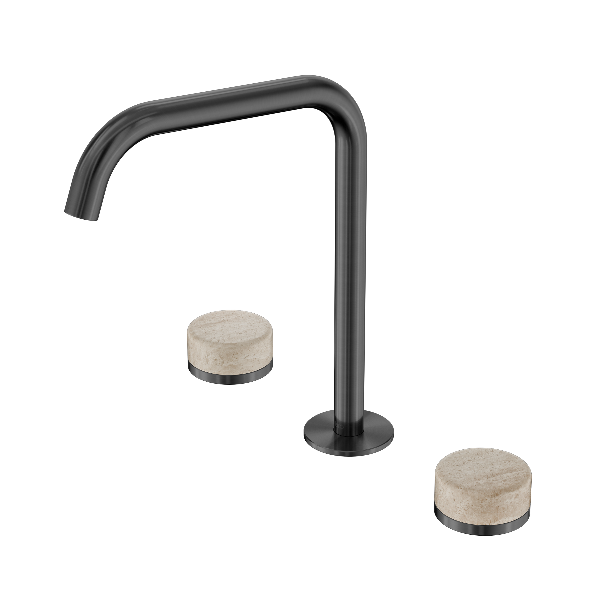 Serenity Bath/Kitchen Set Edge Spout With Rome Travertine Handle Gun Metal