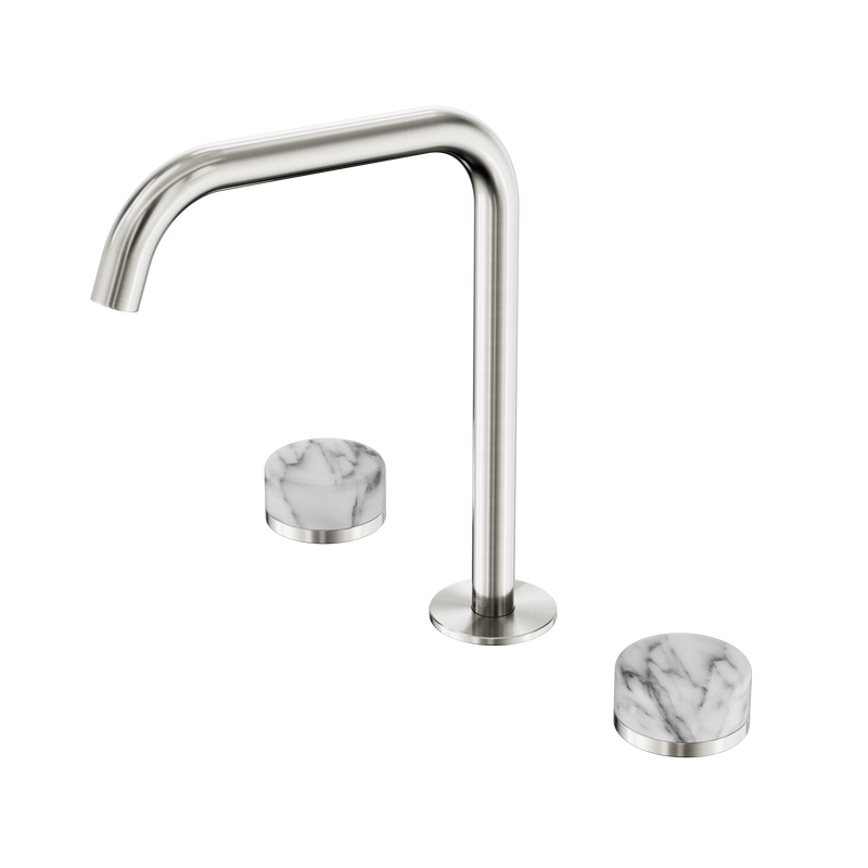 Serenity Bath/Kitchen Set Edge Spout With Arabescato Corchia Handle Brushed Nickel