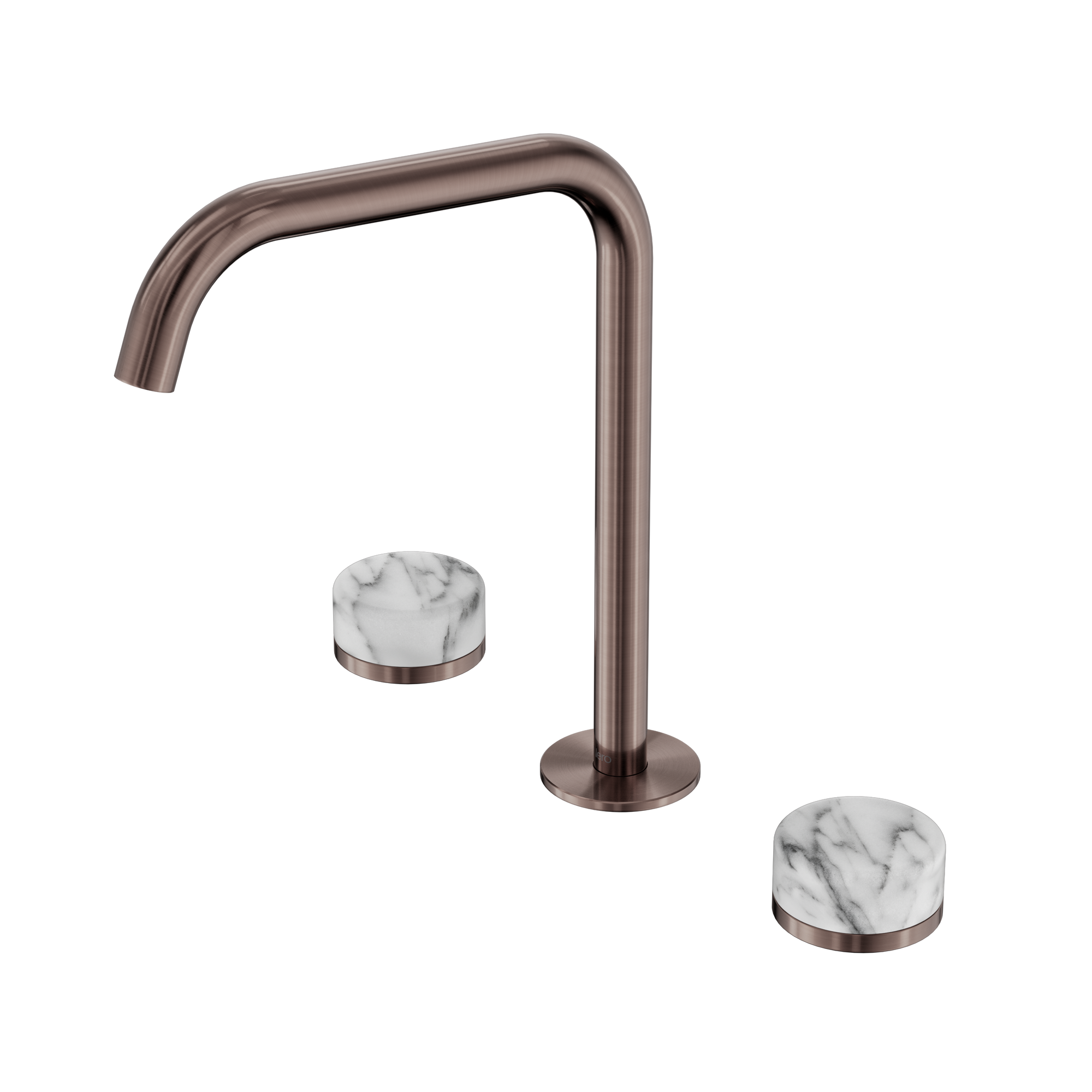 Serenity Bath/Kitchen Set Edge Spout With Arabescato Corchia Handle Brushed Bronze
