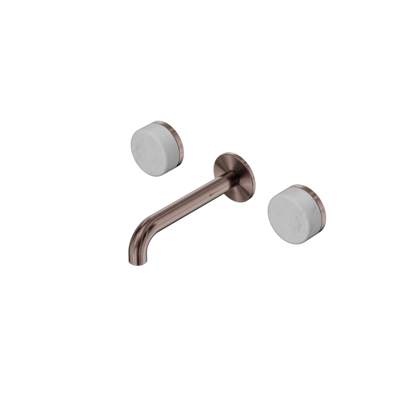 Serenity Wall Basin Set 160mm Spout With Carrara Handle Brushed Bronze