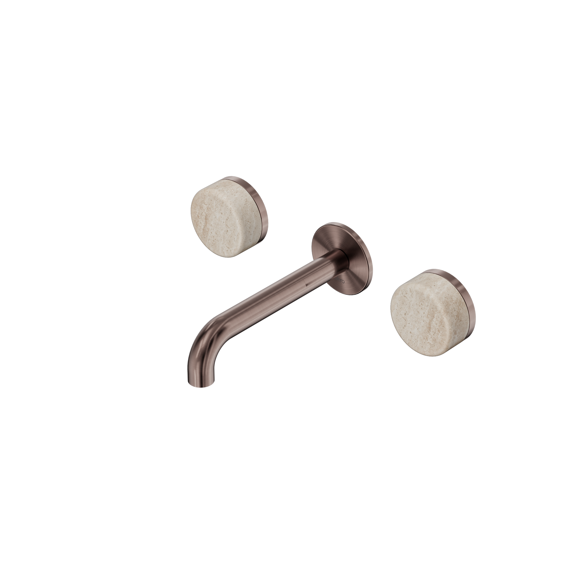 Serenity Wall Basin Set 160mm Spout With Rome Travertine Handle Brushed Bronze