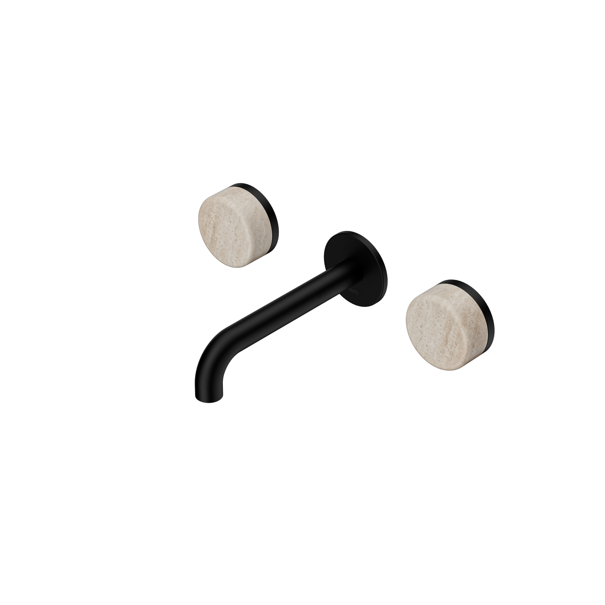 Serenity Wall Basin Set 160mm Spout With Rome Travertine Handle Matte Black