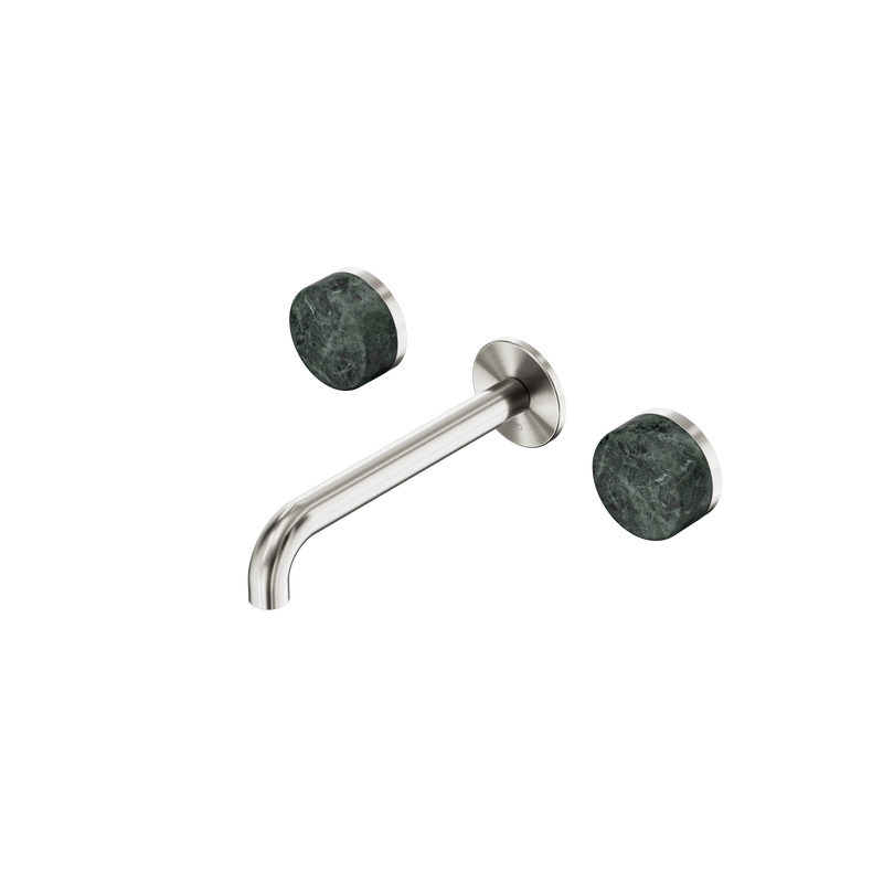 Serenity Wall Basin Set 185mm Spout With Verde Alpi Handle Brushed Nickel