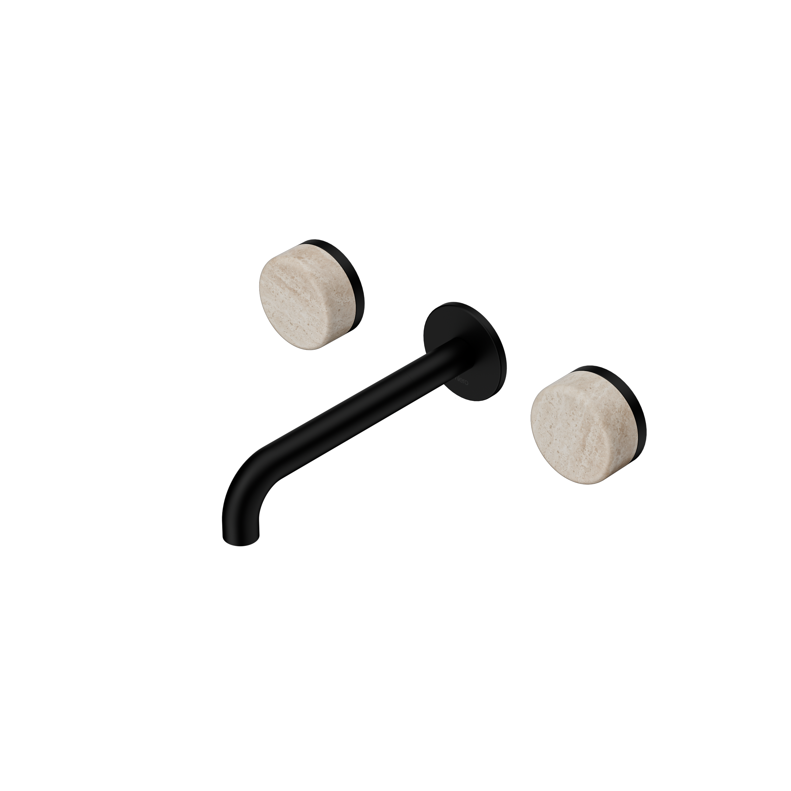 Serenity Wall Basin Set 185mm Spout With Rome Travertine Handle Matte Black