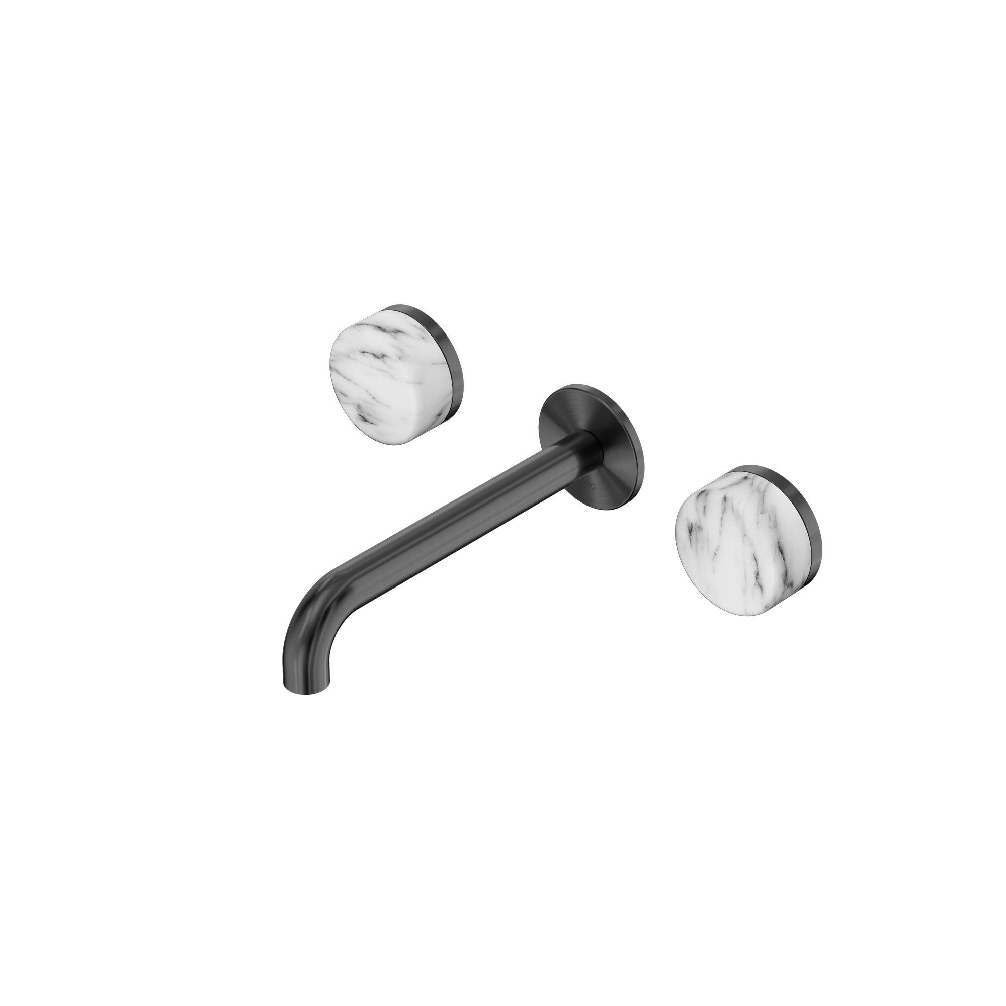 Serenity Wall Basin Set 185mm Spout With Arabescato Corchia Handle Gun Metal